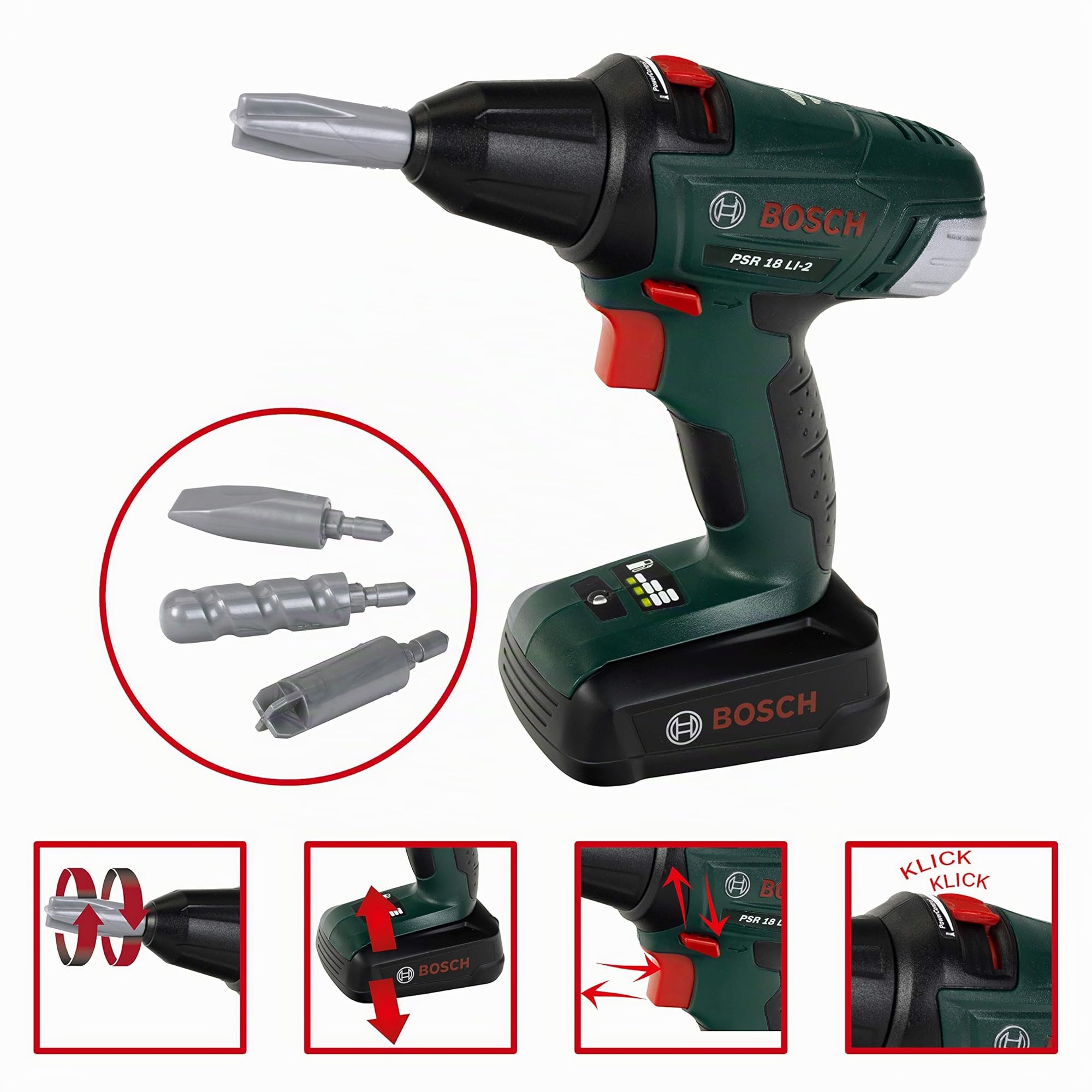Theo Klein 8485 Bosch Workbench No. 1 I 150 parts I with Lots of Accessories , Incl Cordless Screwdriver with Light and Sound I Toy for Children Aged 3 Years and up
