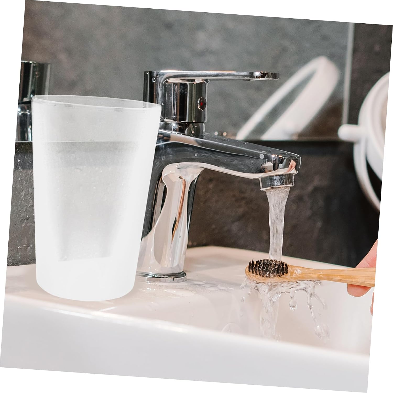 COLLBATH 10pcs Transparent Toothbrush Cups Multi-Purpose Bathroom Mouthwash Drinking Cups Elegant Design Reusable and for Toothbrush Holder and Bathroom Accessories