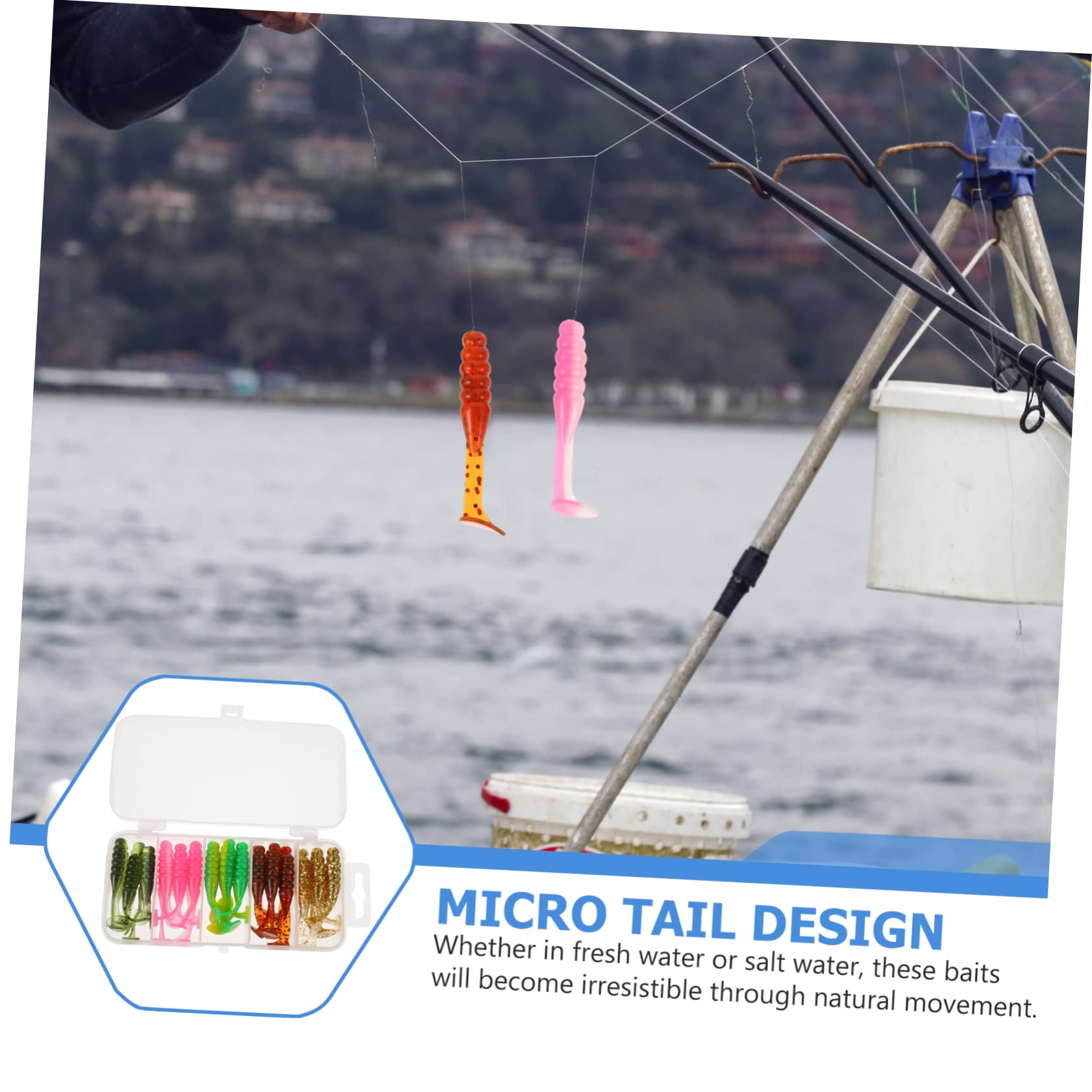 Milisten Leurre Souple De Simulation Pôle pour La Pêche Océan Leurres De Basse Plombs Appât Poisson Pince Carpe De Canne À Pêche Moulinets De Pêche Filet PVC