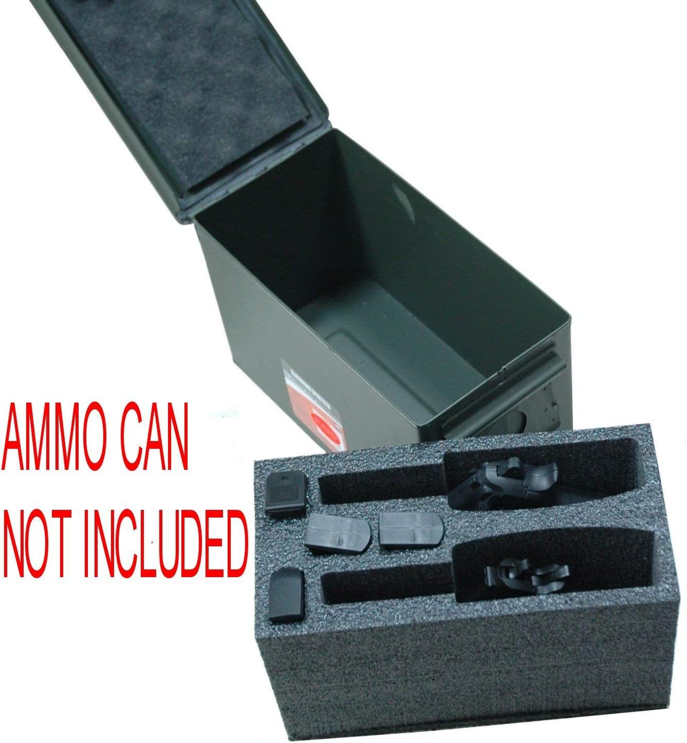 Case Club 2 Pistol Holder .50 Cal Ammo Can Foam (Pre-Cut, Closed Cell, Military Grade Foam)