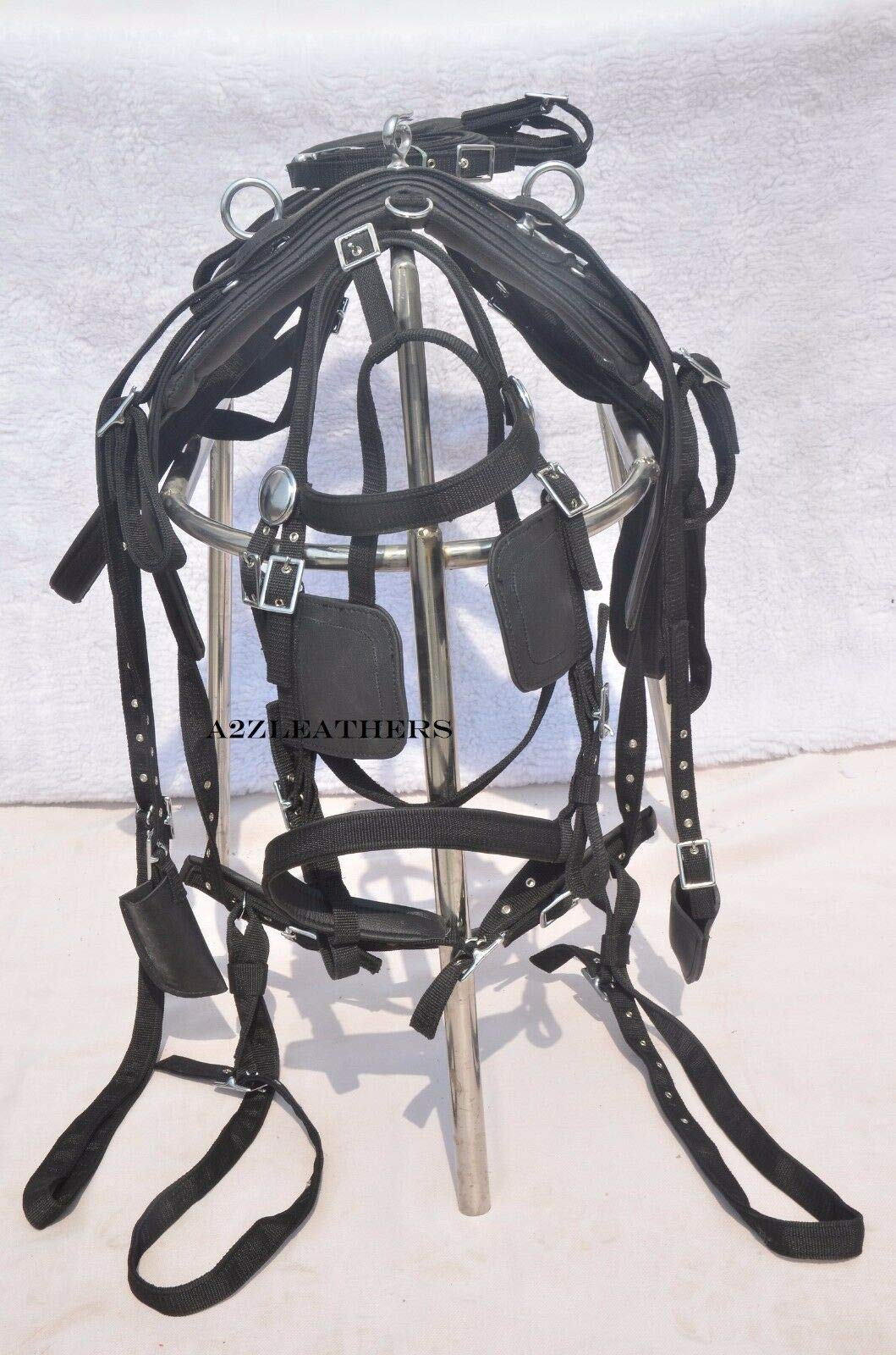 Leather Ride Leather Driving Harness Designer Leather Carved for Single Horse Cart- Red