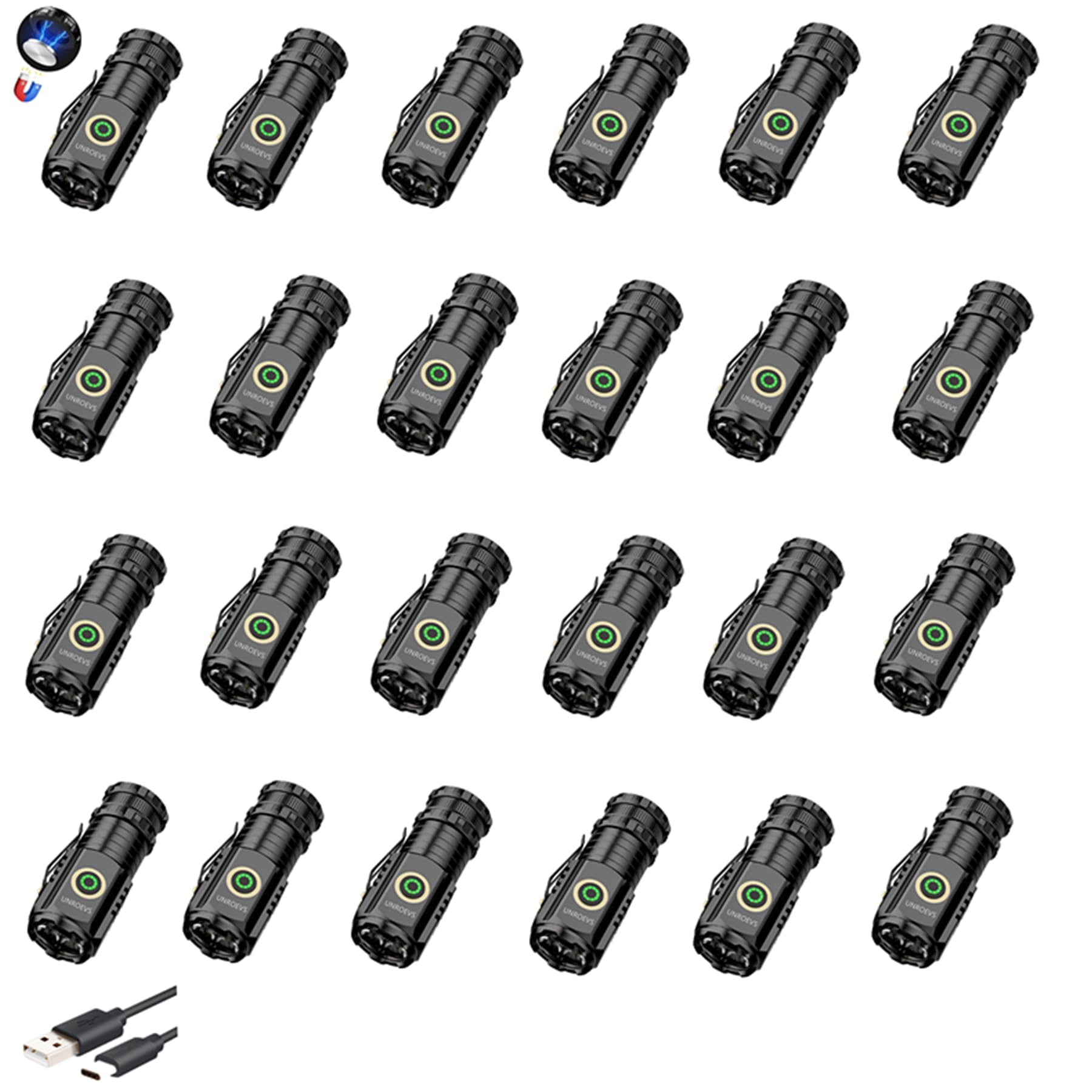 UNROEVS Mini Flashlight 2550 Lumens Rechargeable USB C Charging, Small Flashlights High Lumens 5 Modes, Pocket Light with Clip, Magnetic Flash Light