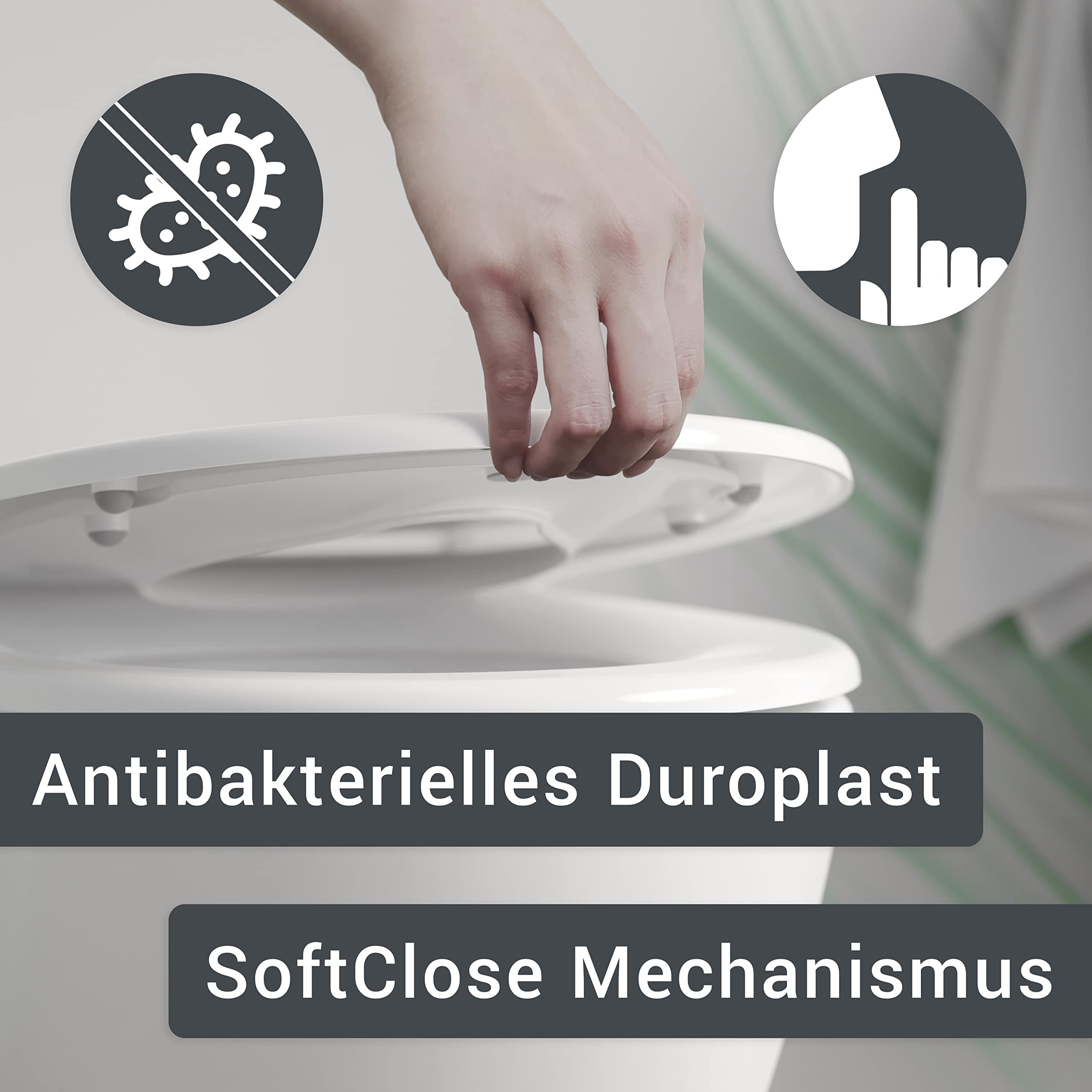 Bernstein Ovaler WC-Sitz mit Kindersitz-Toilettendeckel Klodeckel mit Absenkautomatik und Quick-Release-Funktion, Familien Toilettensitz mit Montagematerial und Magnethalterung robuster Deckel