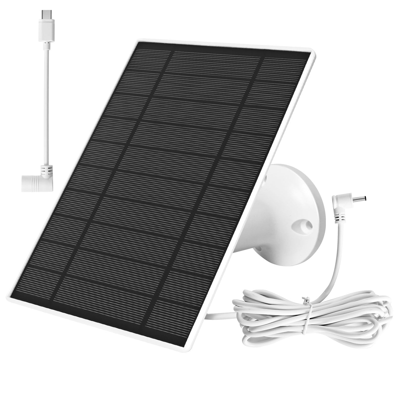Hossom Pannello Solare per Telecamera Ring, 6W Solare per Ring Spotlight Cam Pro/Plus & Stick Up Cam/Pro, cavo da 9,8 Piedi, Pannello Solare IP66, porte USB-C e DC 3,5 mm