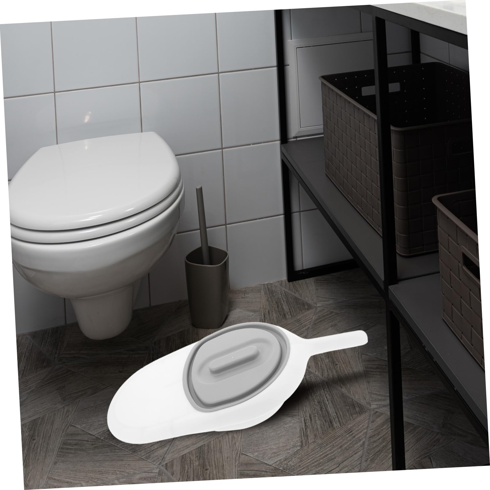 Mikinona Padella per Anziani con Manico in Plastico, Design Inclinato, Facile da Pulire, per Assistenza a Pazienti Allettati e Intestinali