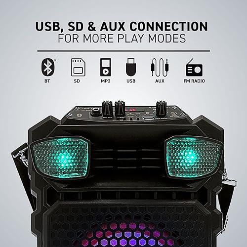 Miniatura 5 de Dolphin Divertido altavoz Bluetooth para fiesta, gran máquina de karaoke pequeña para niños y adultos con micrófono incluido, correa de hombro y