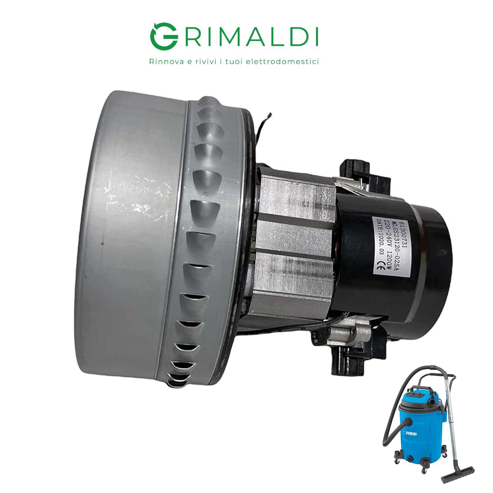 G GRIMALDI Motore Aspirapolvere 1200W Liquidi Bidoni Industriale Bistadio Autolavaggi H032