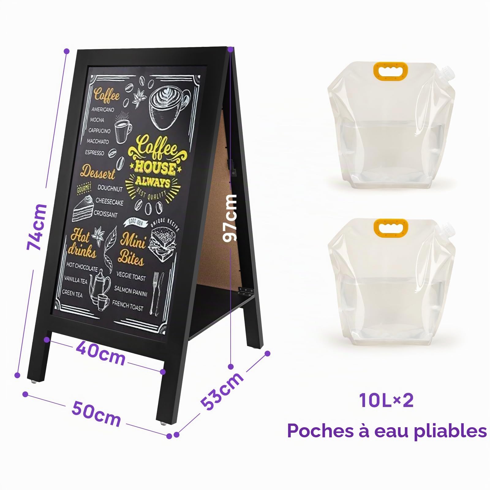 Chevalet Stop Trottoir, 100 × 50 cm, Double Face