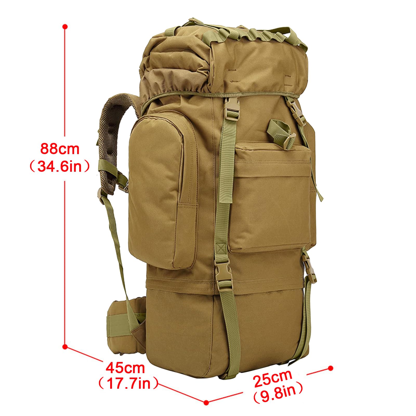100L Sacs à Dos de randonnée avec Housse de Pluie et Cadre Interne Grande Sac à Dos Trekking Homme Femme Sac a Dos Imperméable Survie Complet pour Camping, Voyage, Chasse, Escalade