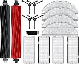 Replacement Parts Compatible with Roborock S8 / S8 Plus Robot Vacuum Cleaner, 1 Double Roller Brush, 4 Side Brushes, 4 HEPA Filters, 4 Mop Cloths Replacement Pack