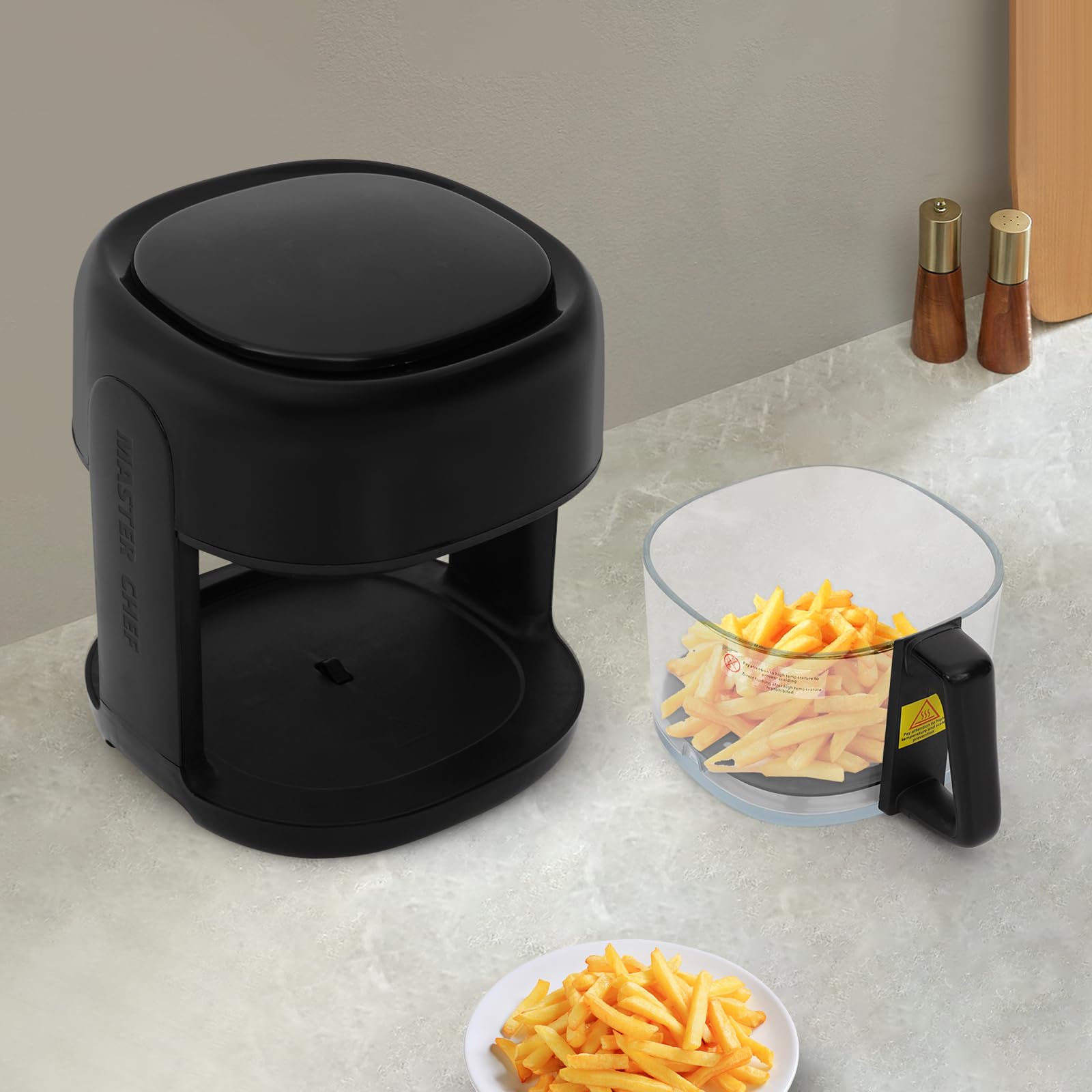 Friggitrice ad aria calda 3,3 L con finestra di visualizzazione, 1350 W AirFryer, contenitore in vetro, 7 preset, protezione contro il surriscaldamento, spegnimento automatico, touch screen LCD per