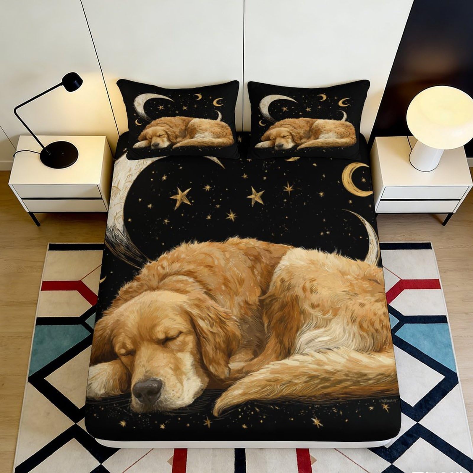3D Printed Fitted Sheet Microfiber Galaxy Starry Sky Bed Cover for Bedroom, Dorm, and Guest Rooms, Anti-Slip, Easy to Wash, Protects Mattress and Enhances Room Aesthetics 90x200x25cm