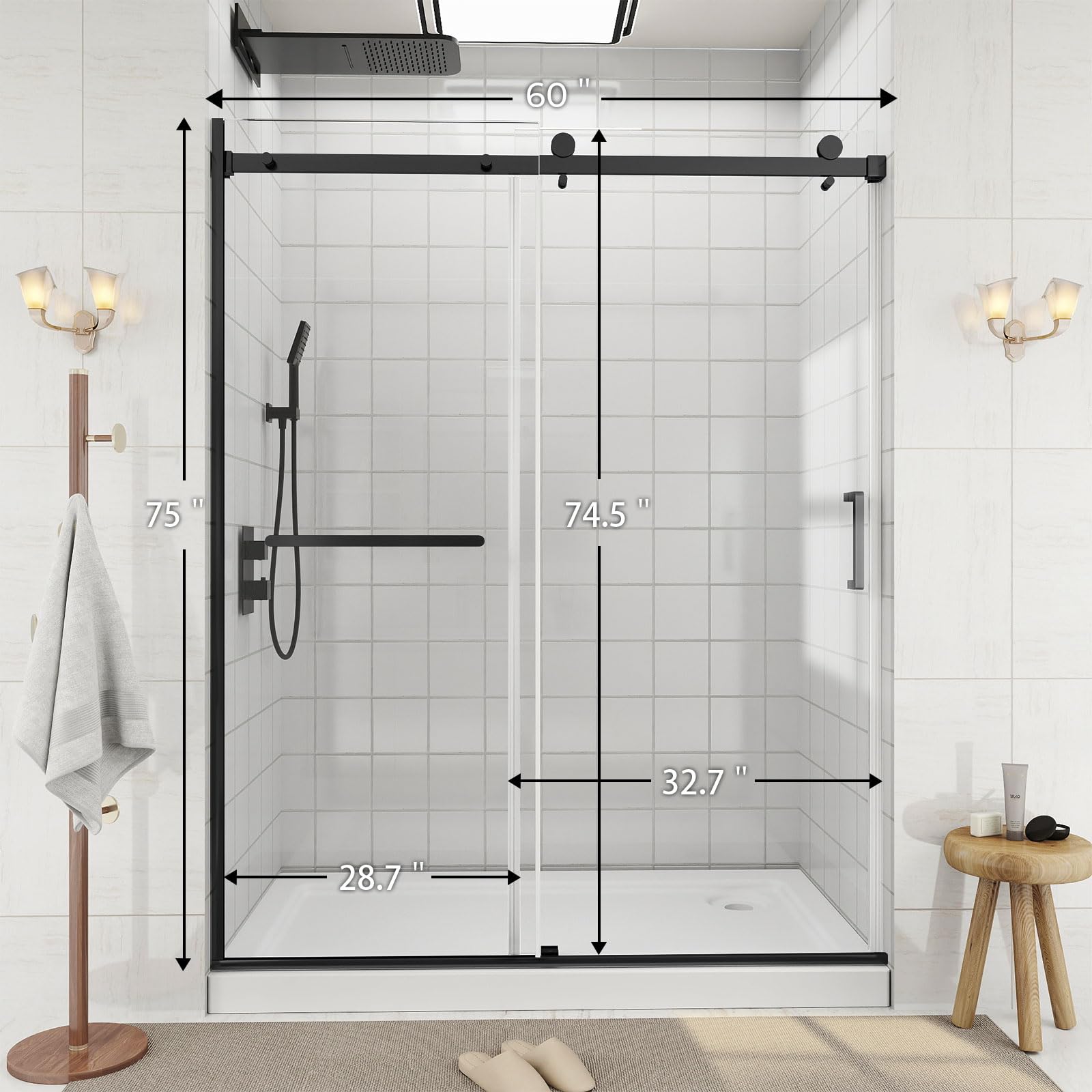 LESS is MORE レスイズモア　BAUHAUS56M LOVMOR Frameless Bathtub Shower Doors 56-60 W x 60 H Double