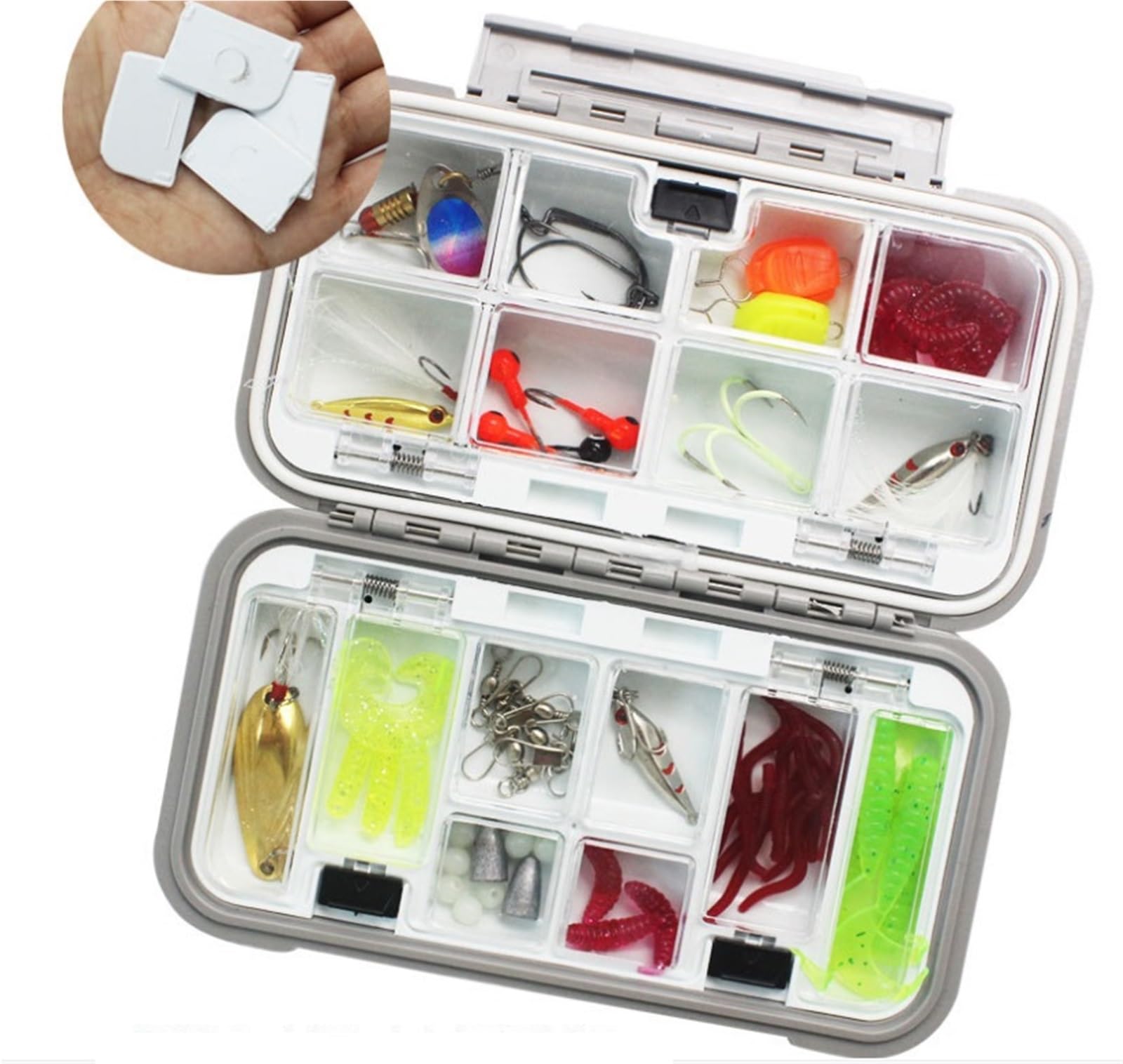 Caja de Almacenamiento de Aparejos Cajas For Señuelos De Pesca, Organizador Portátil Aparejos Con Juego Almacenamiento Plástico Fishing Tackle Box