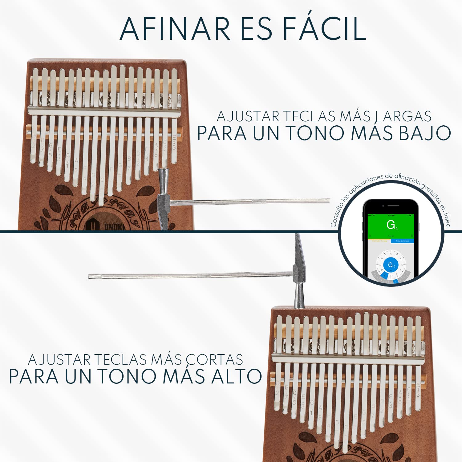 El piano de pulgar de 17 teclas UNOKKI Kalimba, una mbira de caoba de primera calidad, liviana y duradera en color marrón chocolate, es un regalo de bienestar y reducción del estrés para todos.