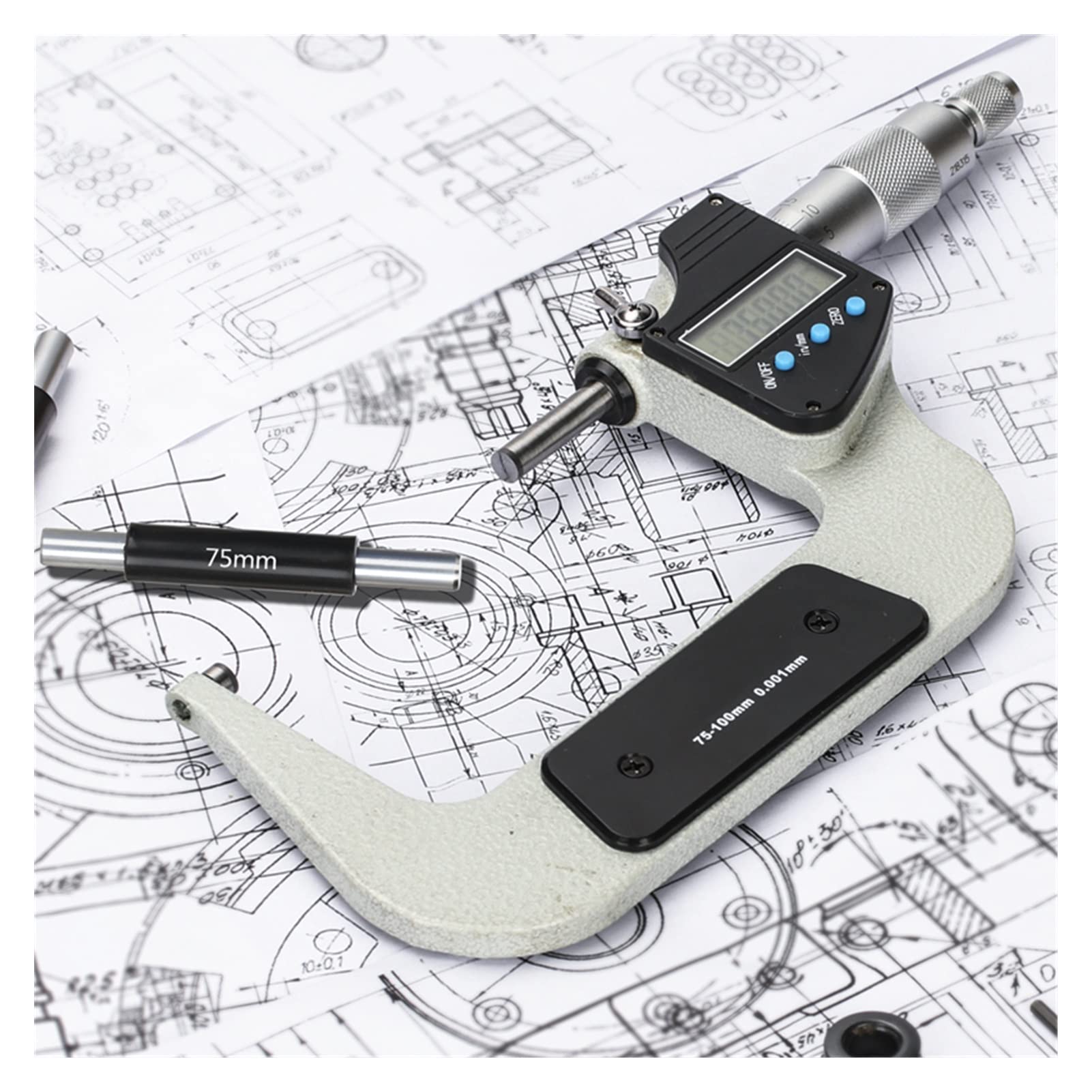 Micrómetro, Calibrador digital de micrómetro 0.001mm 0-25/50/75 100mm Micrómetro exterior electrónico con LCD Herramientas medición calibre pantalla(0-25mm)