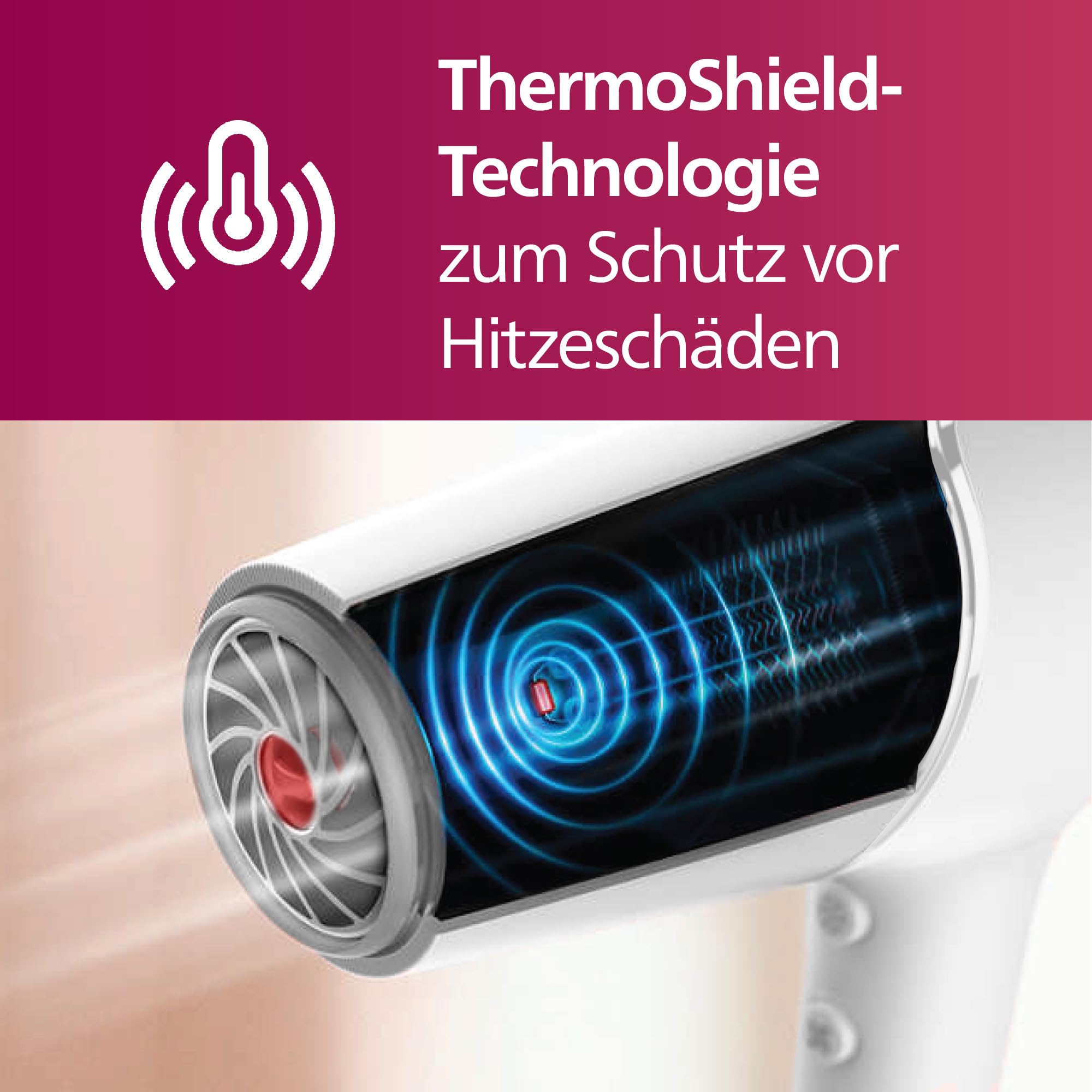 Philips Haartrockner 5000 Series, ThermoShield Technologie, Ionisierungsfunktion, 2.100 W, Weiß, mit Stylingdüse und Volumendiffusor, Modell BHD500/20