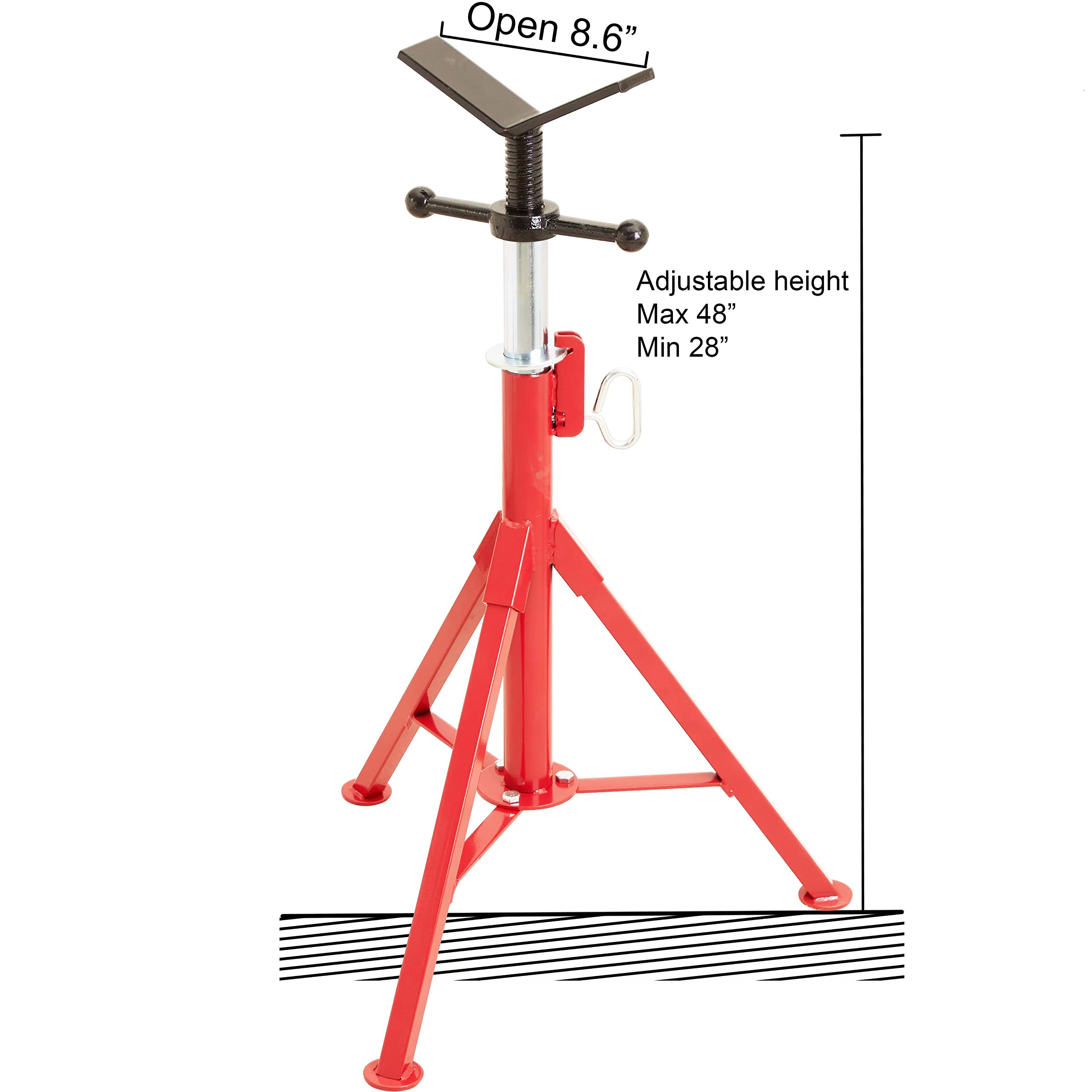 Rohrstütze Rohrständer V-Kopf 2500 lbs Rohrbock Höhe verstellbar 28-52