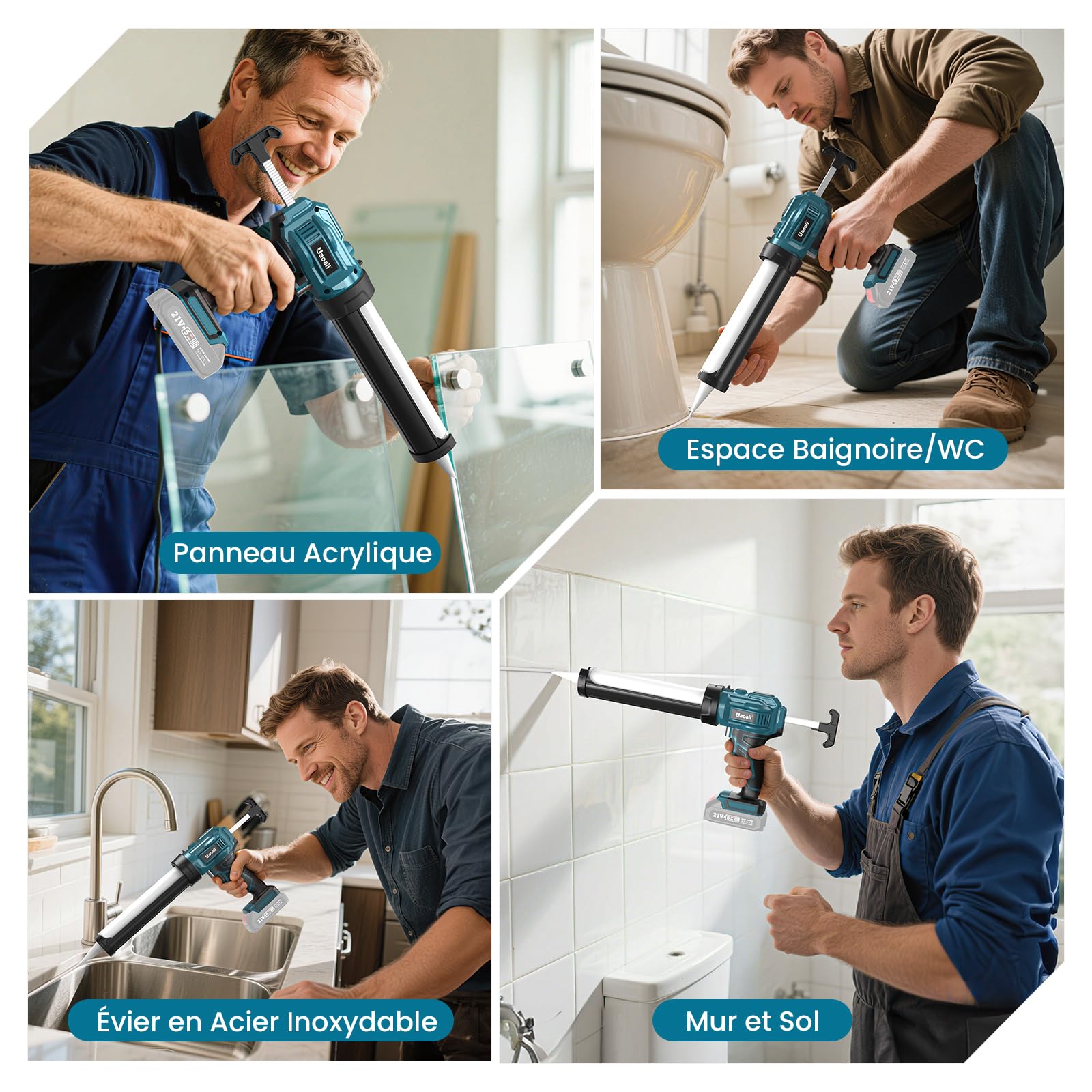 Pistolet à Silicone Electrique 21V Compatible avec Batteries Makita 18V, Vitesse Réglable pour Calfeutrage