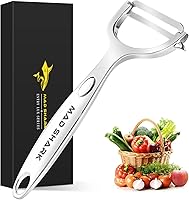 MAD SHARK Serrated Y Vegetable Peeler - Ultra Sharp Rust-Proof Stainless Steel, Ergonomic Non-Slip Grip for Potatoes, Carrots, Fruits & Veggies