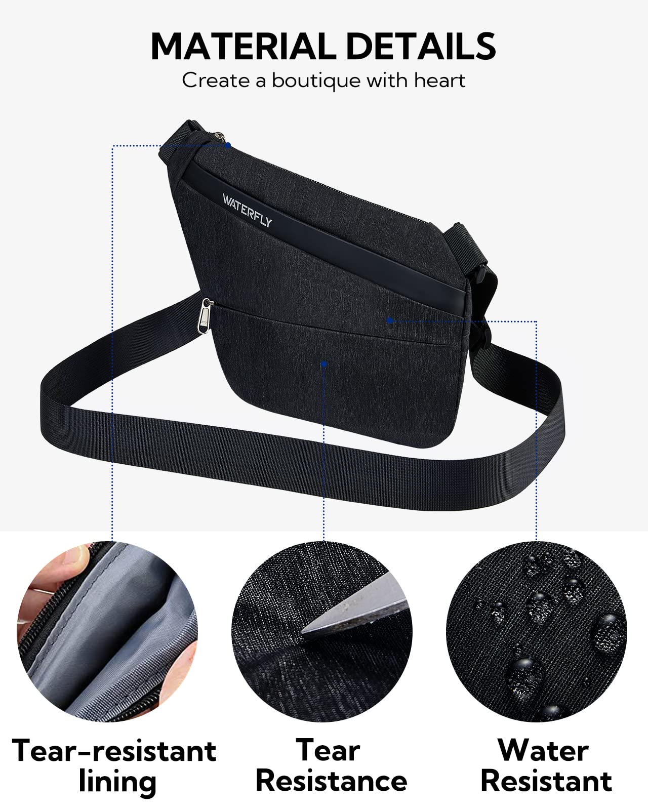 Waterfly Zaino Monospalla Uomo e Donna Leggera Borsello Borsa Petto per Lavoro Sportivo