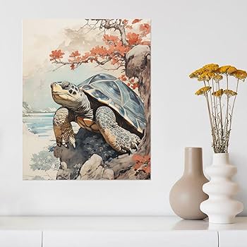 Amazon.co.jp: 絵画 アジアのカメの絵インテリア 絵画 超緻密な