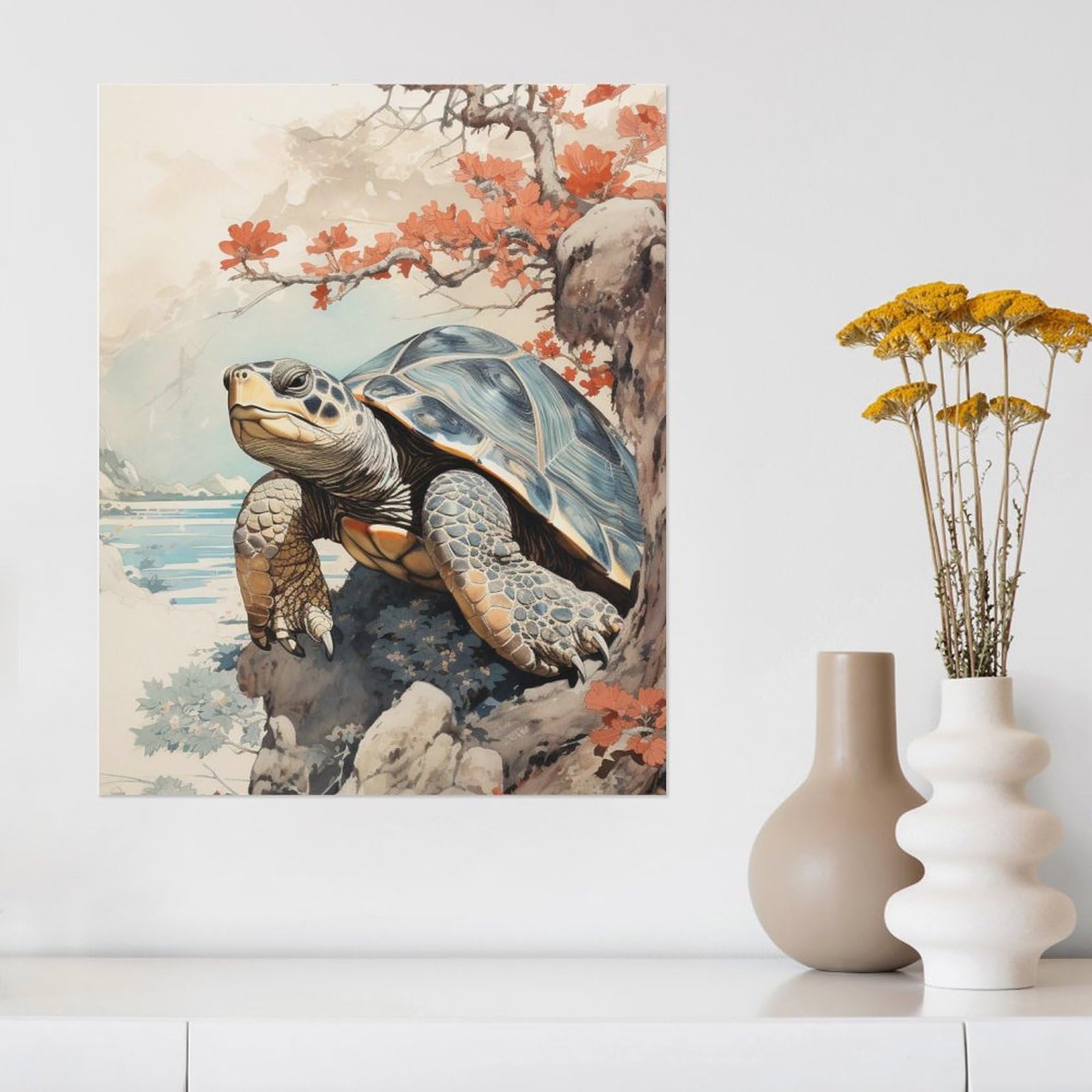 Amazon.co.jp: 絵画 アジアのカメの絵インテリア 絵画 超緻密な