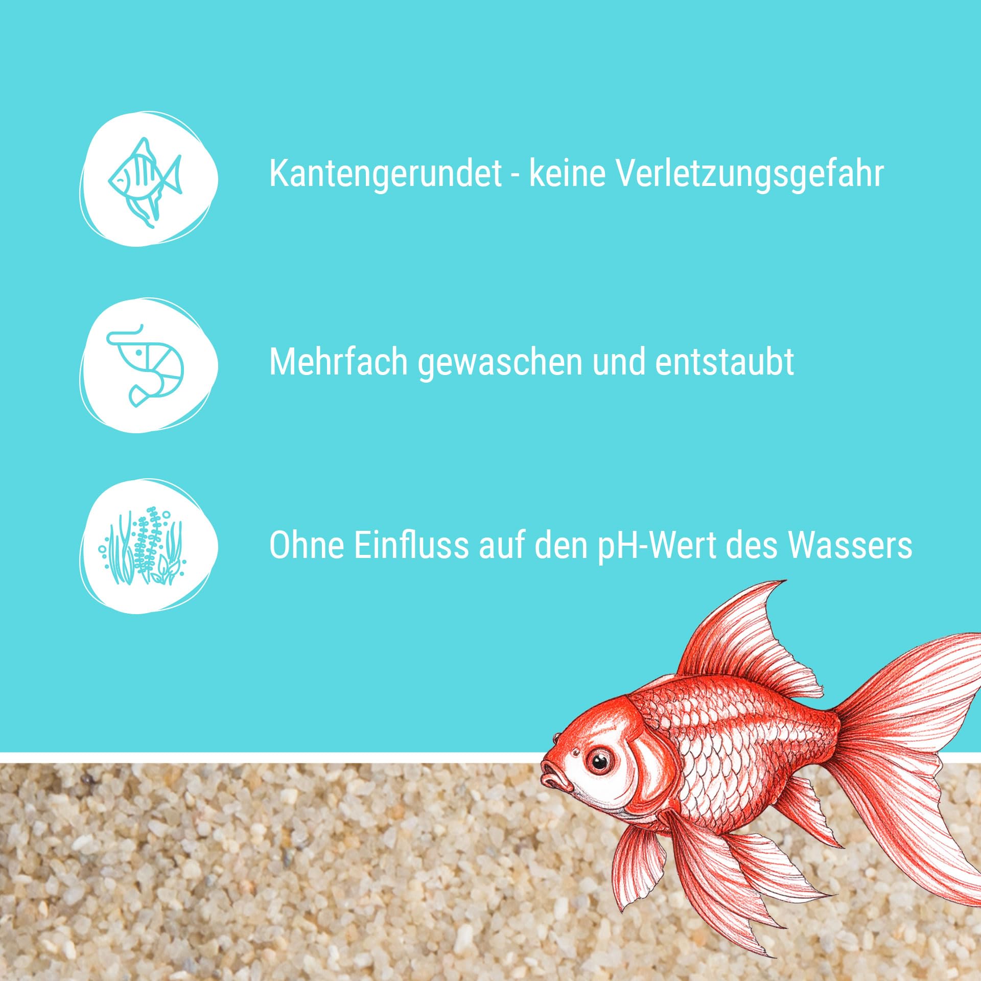 Schicker Mineral Aquariumsand beige 25 kg, feiner Aquariumkies gewaschen & ungefärbt, kantengerundeter Bodengrund, Kies für Süßwasseraquarien, Meerwasseraquarien, Aquascaping (Ø Körnung: 0,4-0,8 mm)
