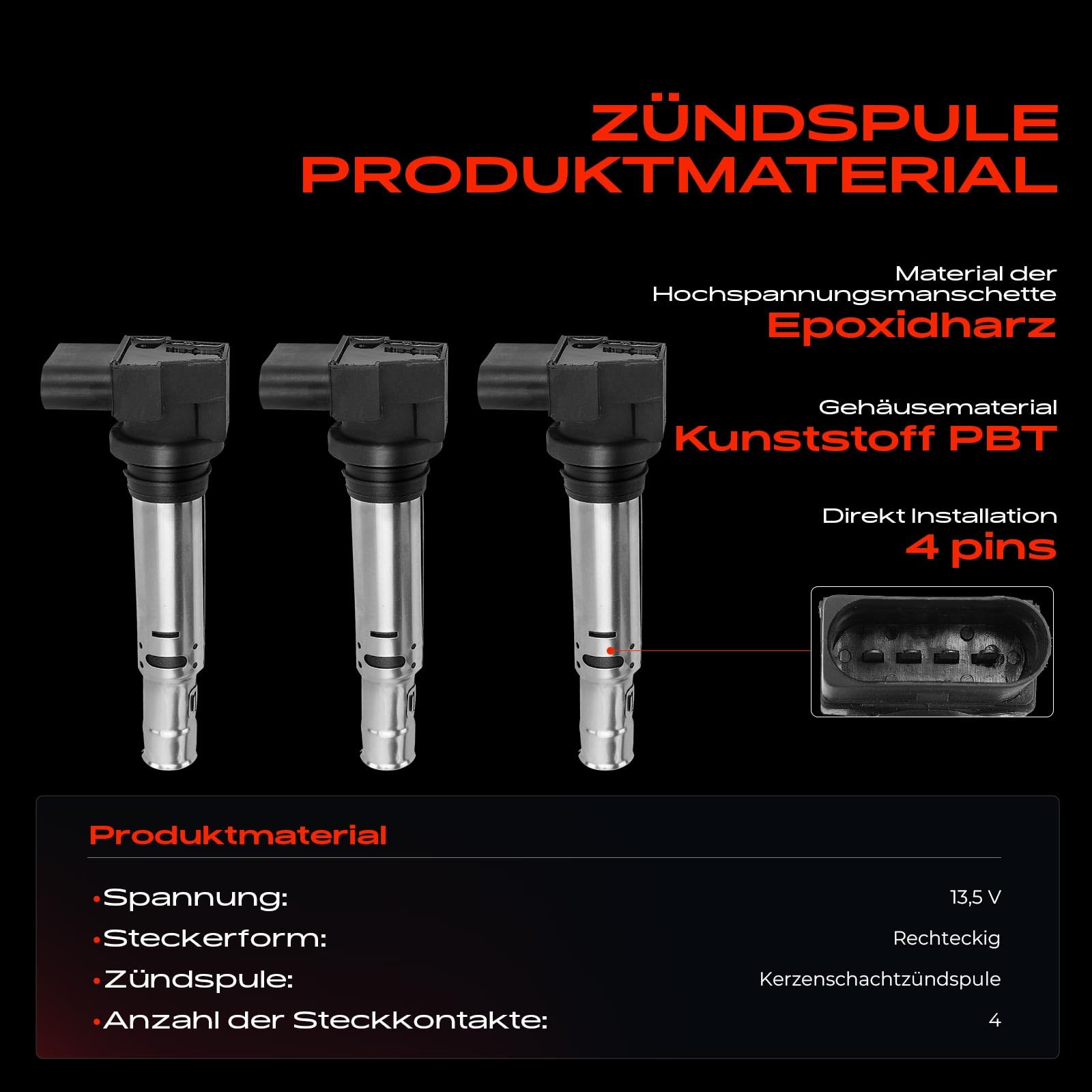 Frankberg 3 bobine di accensione + 3 candele 036905100D | Compatibile con: A1 Sportback 8XA 8XF, New Beetle 1C1 9C1, CC 358, Scarabeo 5C1 5C2, Rapido NH3 NK3 NK6