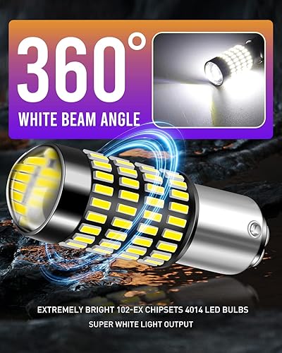 Miniatura 3 de LUYED 2 X 1700, luces extremadamente brillantes 1157 4014 102-EX, conjunto de chips, foco 7528 led 1157 2057 2357, de xenón, blanco (la luz led mas