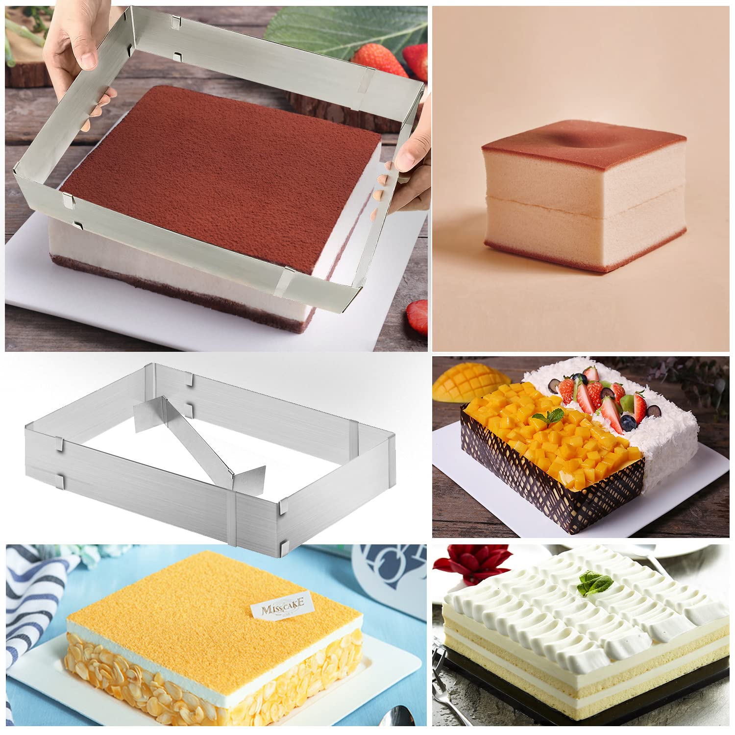 Tortiera Rettangolare Regolabile - Stampo Acciaio Inox Per Torte E Mousse