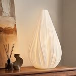 RONDURE 9.1" Lampe de table en céramique moderne, lampe de chevet entièrement dimmable pour chambre à coucher Table de nuit, blanc translucide en céramique, éclairage à cordon décoratif ambien chaud, ampoule incluse