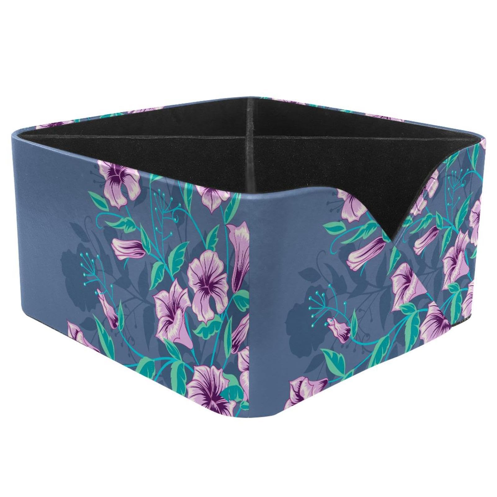 KengjuTesu Morning Glory Blossoms Desktop Organizer Pen Holder, Rectangular Pencil Cup for Office, Study and Makeup Stations
