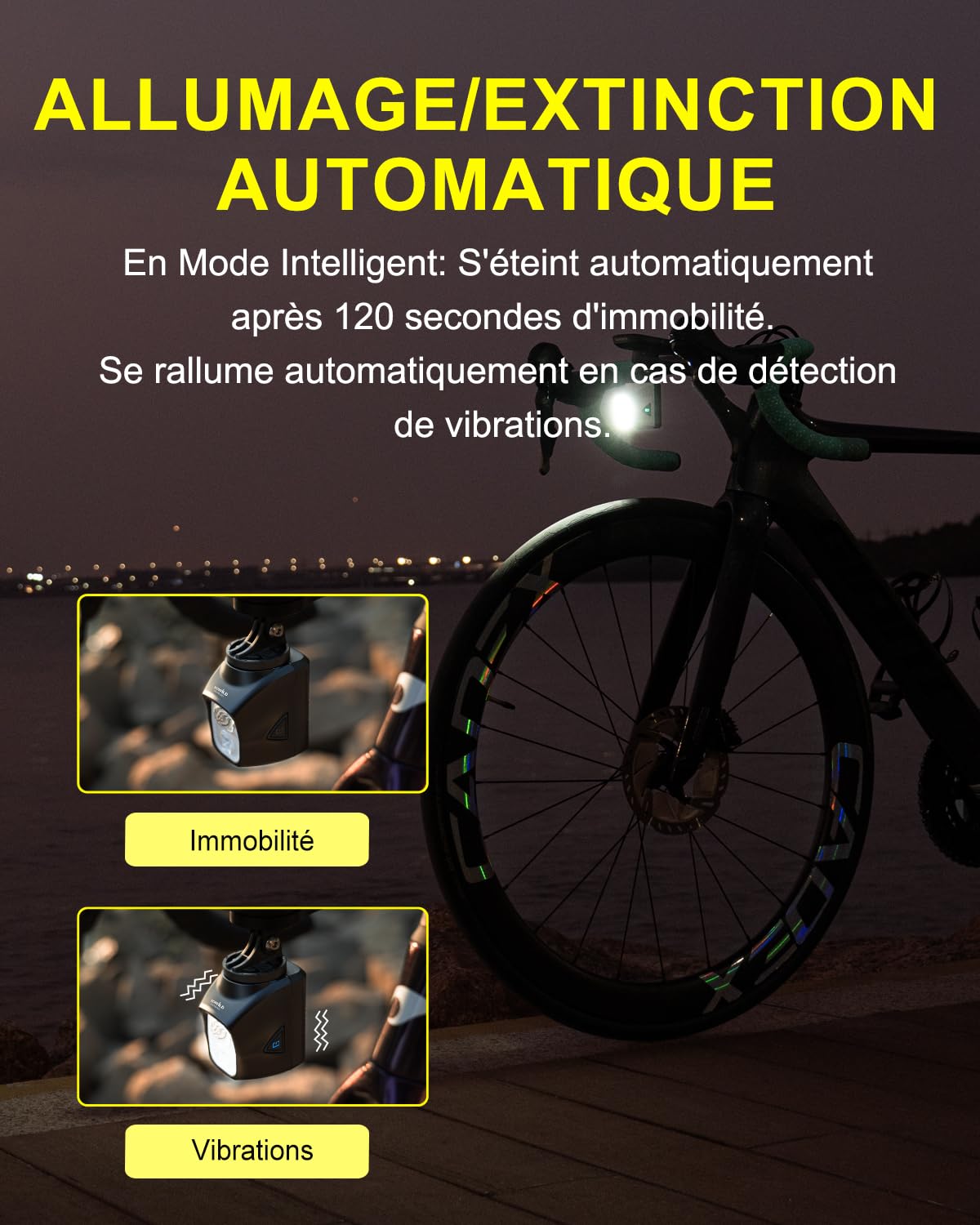 TOWILD DL1700 Lumiere Velo avec Télécommande, Lampe de Vélo 1700 Lumens avec Double Source Lumineuse avec Feux de Route et Croisement, éclairage Avant Vélo Rechargeable 4000mAh Phare Avant VTT