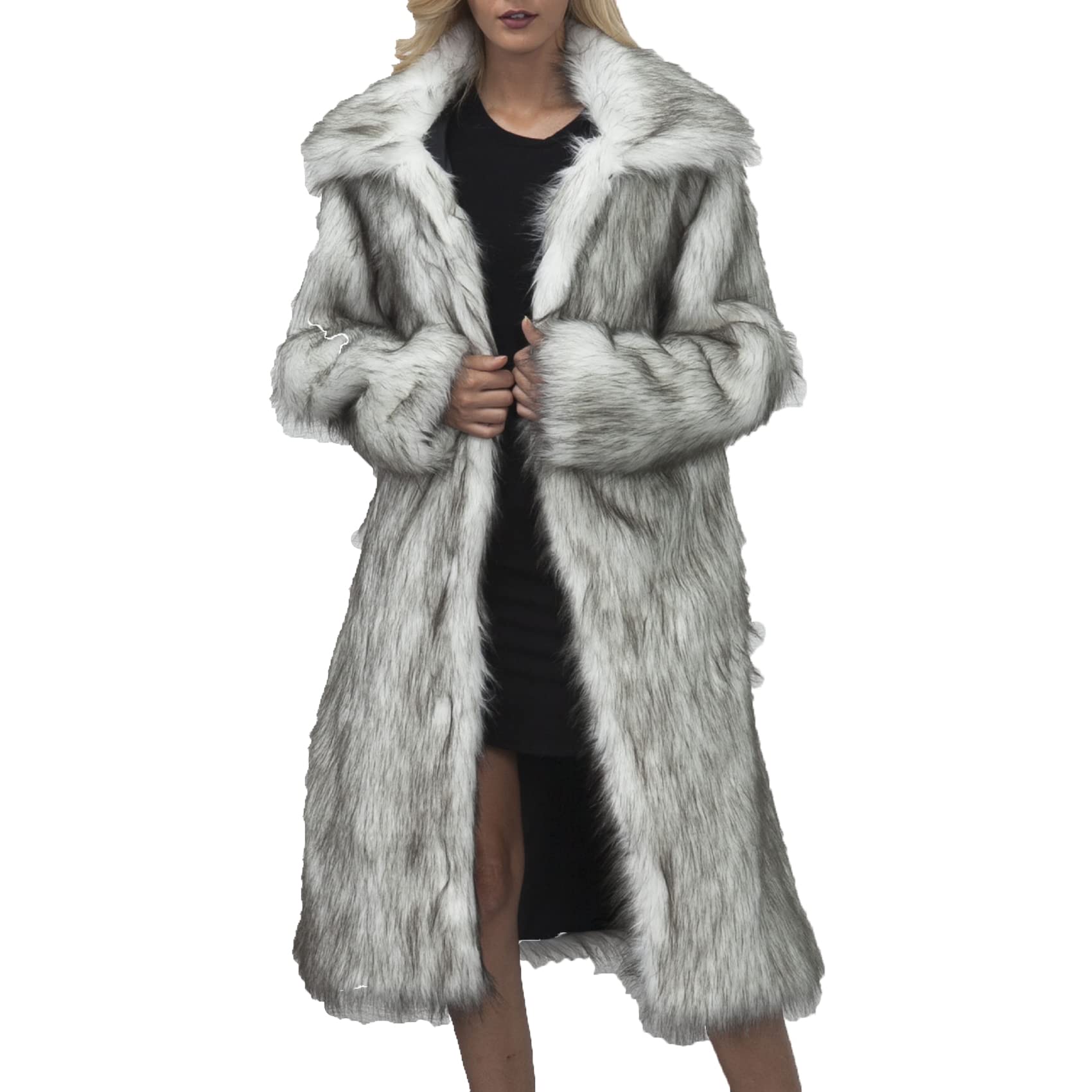 Chaqueta de mujer larga de piel sintética con cuello cuadrado de moda chaqueta de mujer otoño e invierno con abrigo largo
