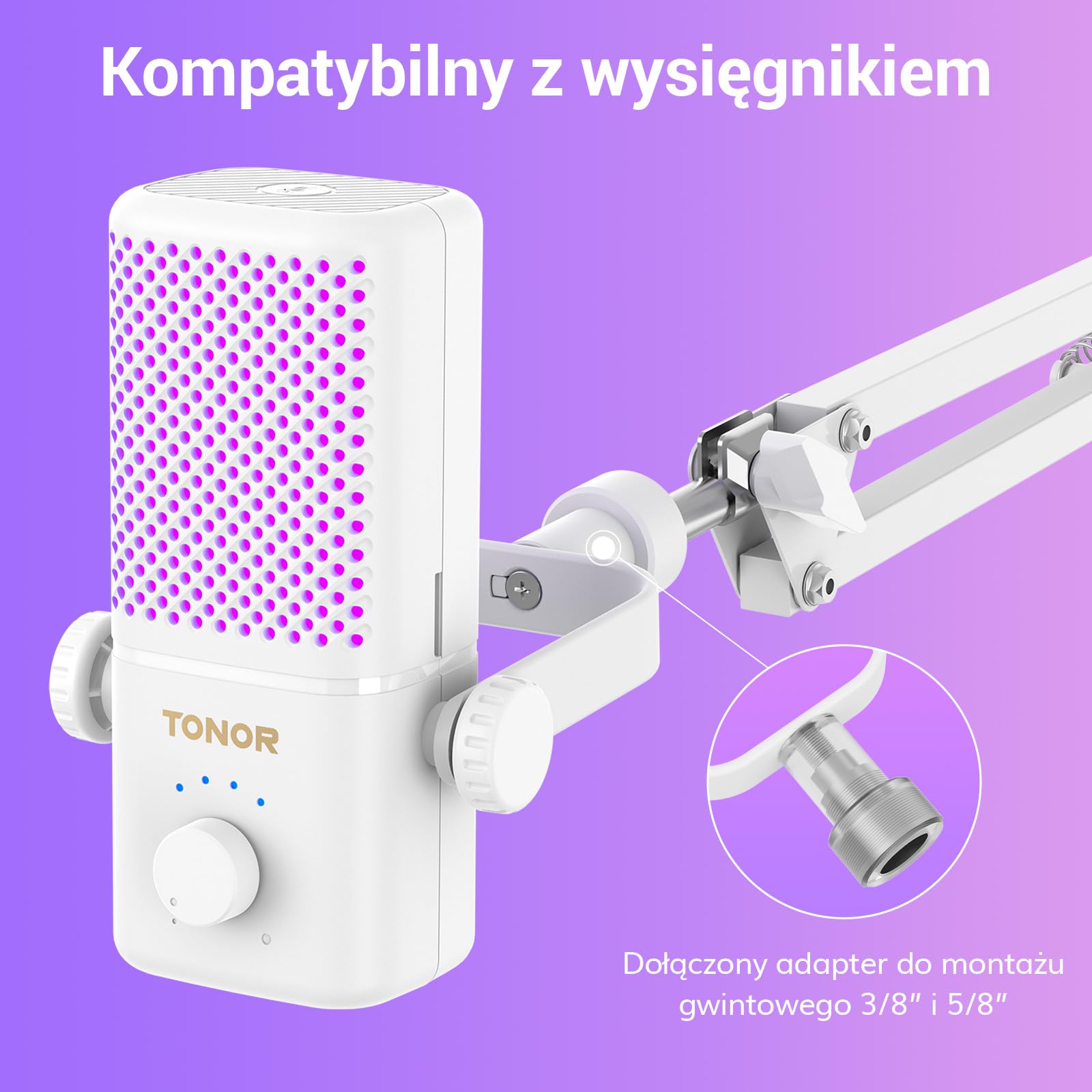 TONOR Mikrofon gamingowy kompatybilny z Xbox, mikrofon kondensatorowy z RGB, 30 godzin, kontrola GAIN/monitoring/wyciszenie, mikrofon do streamingu/podcastingu, kompatybilny z kartami Capture, TCX3
