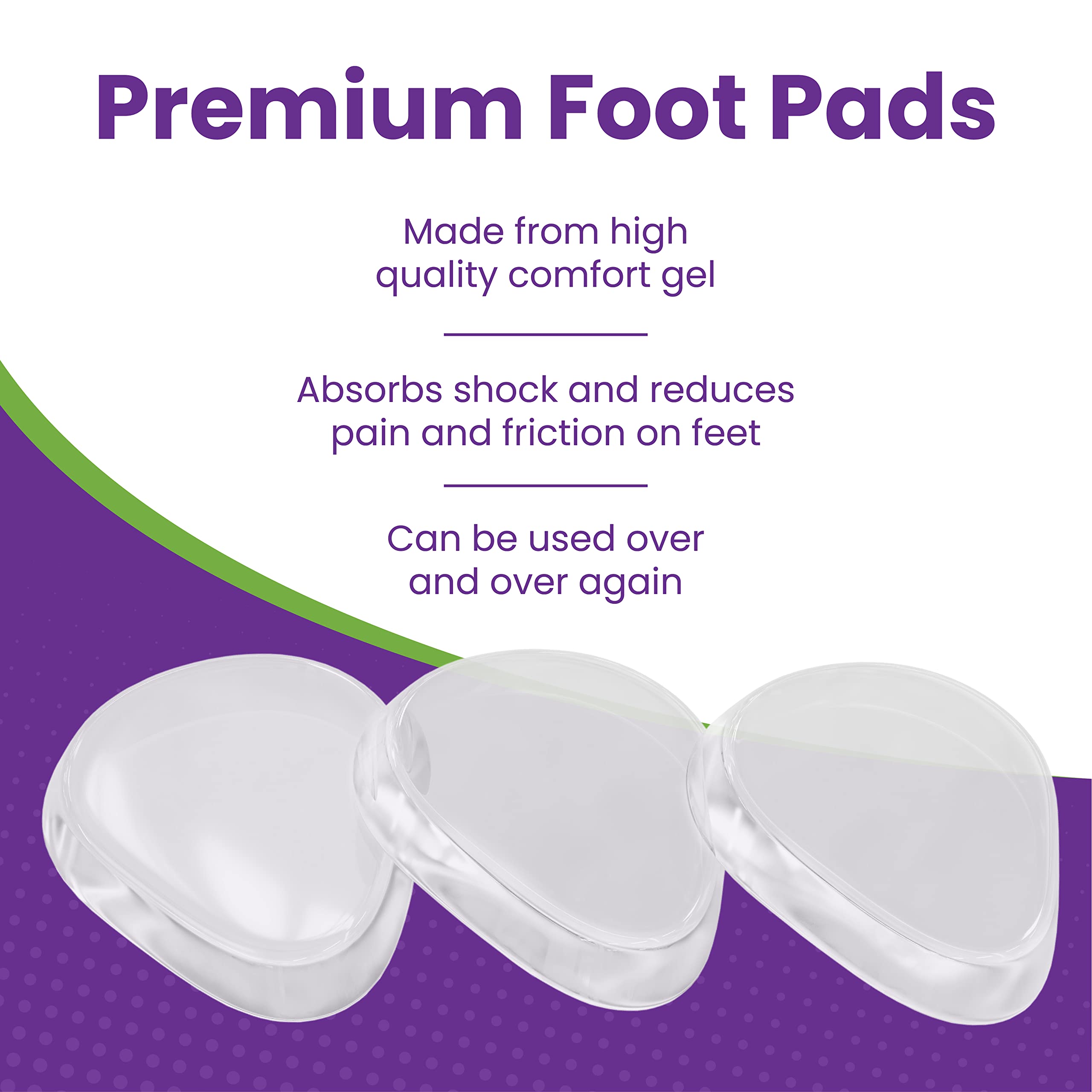 Amazon.com: Premium Gel Ball of Foot Cushions - Reusable Clear Gel 