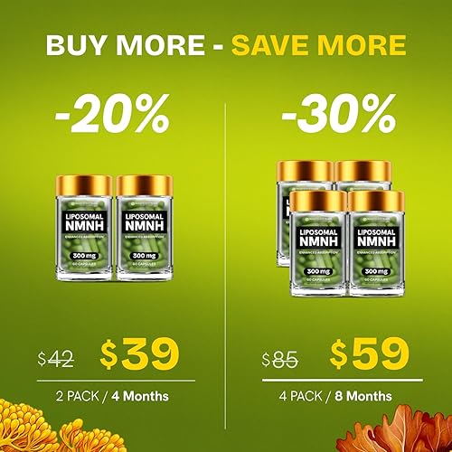 Miniatura 6 de NMNH liposomal (mononucleótido de dihidronicinamida) - Suplemento NAD de alta pureza para antienvejecimiento, energía, enfoque - 60 cápsulas - 300