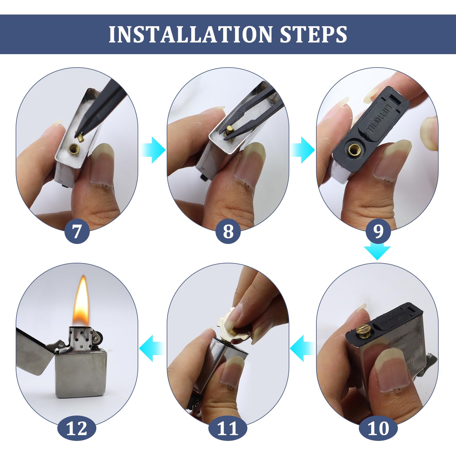 Kit Riparazione Accendini A Benzina - 100 Pietrine, 50 Stoppini, Ovatta, Guarnizioni - Foto 4