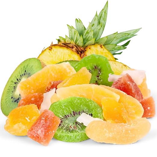 Tropical Deluxe Dried Mixed Fruit - by Its Delish, 2 Lbs Bulk Bag | Healthy Snacks for Adults | Fresh Snack Mix Dry Fruit | Pineapple Mango Papaya Guava Coconut Kiwi Cantaloupe Medley | Vegan, Kosher