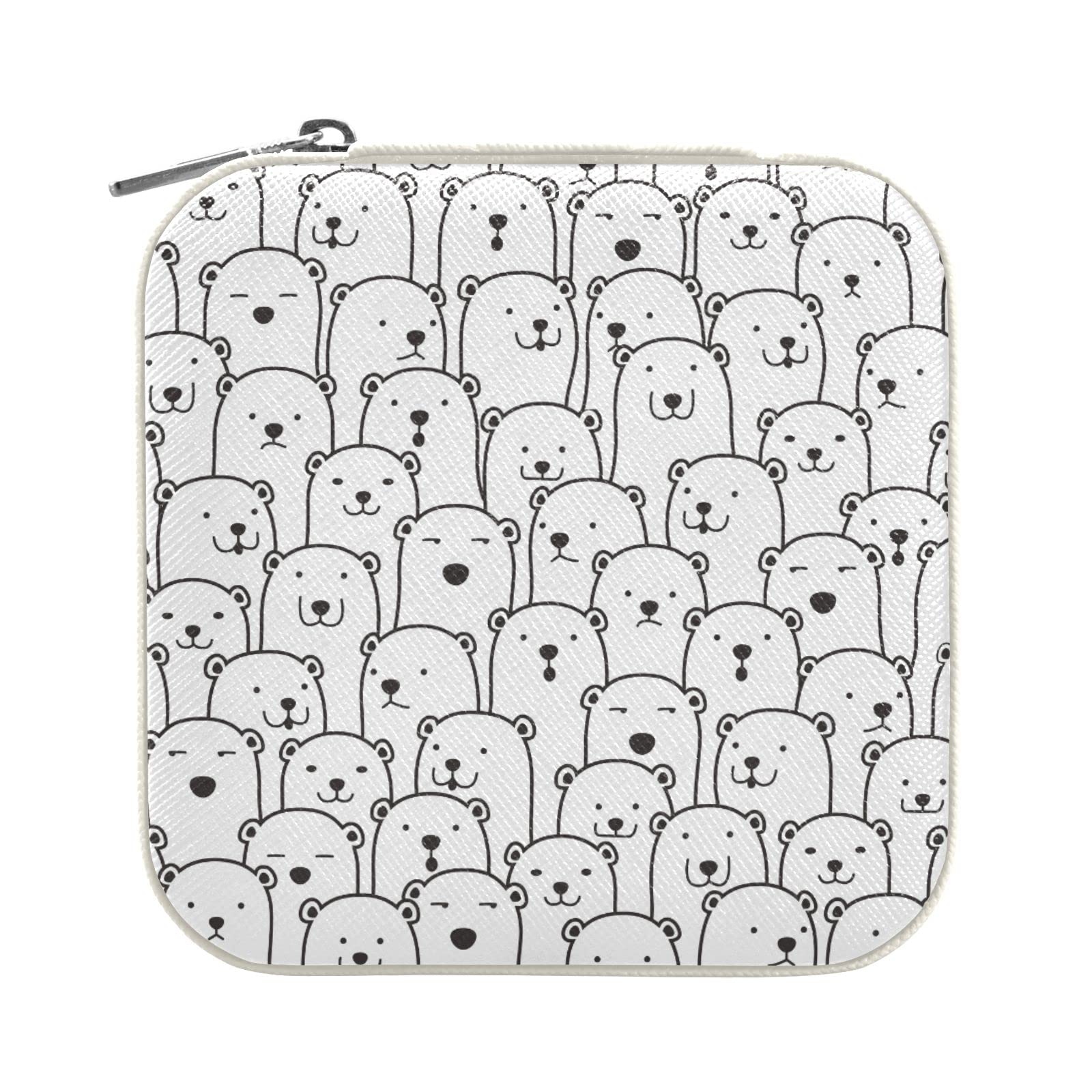 Boîte à Bijoux Pour Femme En Cuir Synthétique Portable Pour Bagues, Boucles D'oreilles, Collier, Montre, Cadeaux Pour Filles, Femmes, Diverses Espèces D 'ours Noirs