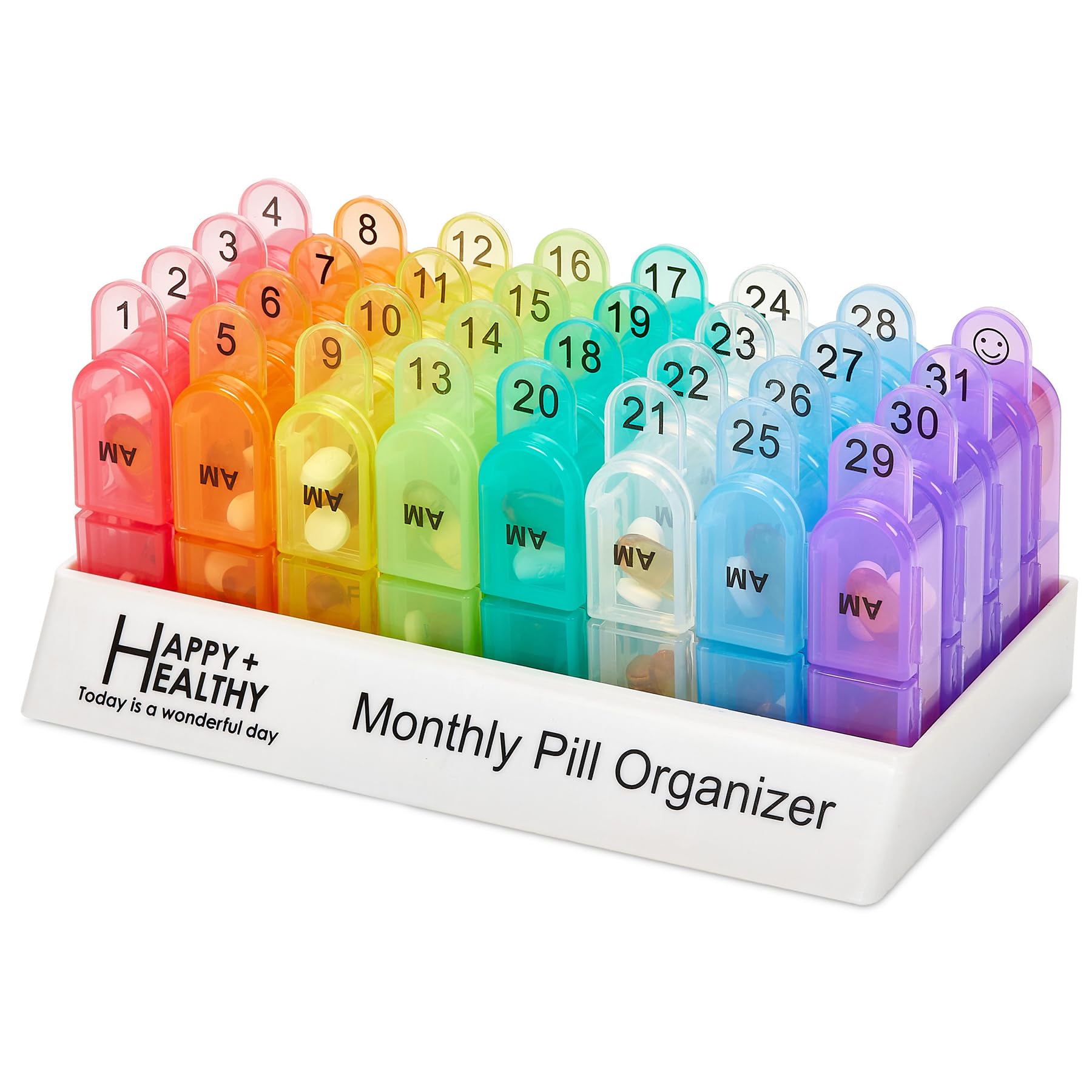 Monthly Pill Organizer 2 Times a Day - 30 Day AM/PM Pill Box with Removable Daily Compartments & Storage Tray, Large Capacity 1-Month Medicine