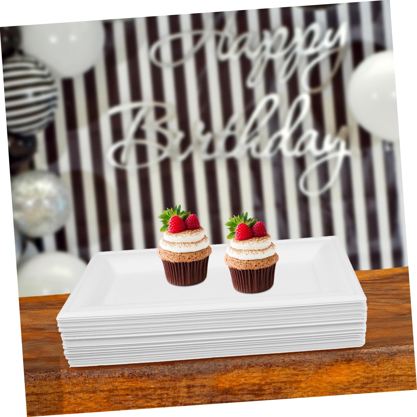Healvian 50piezas Bandeja De Cartón Desechable Platos De Comida Prácticos Para Bodas y Fiestas Color Blanco Material Cartón Plato De Cena Multifunción