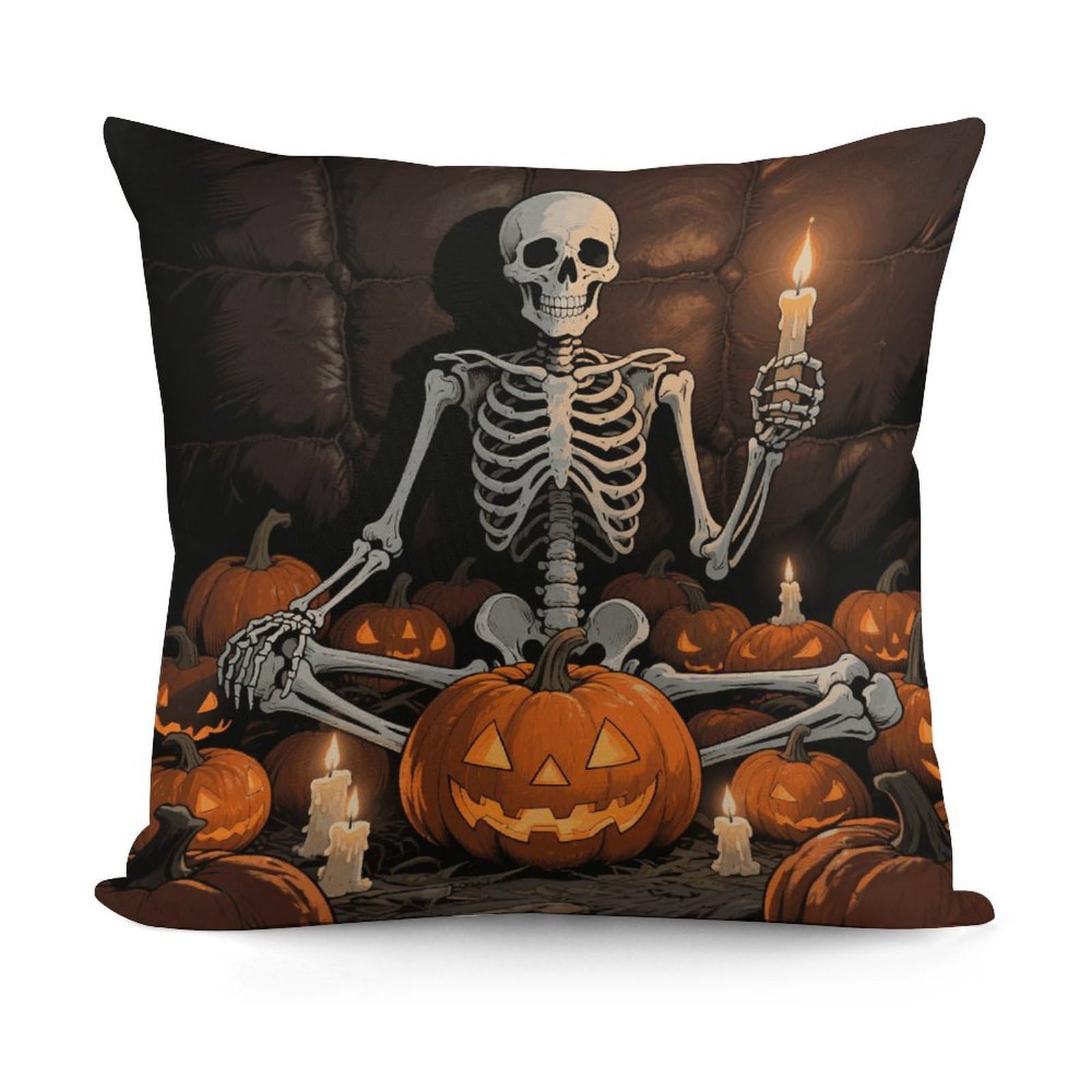 VstaDank Skull Pumpkin Throw Pillow Cover Soft Square Cushion Cover Art Artwork Pillow Covers Mordern Couch Pillow Covers Decorative Cushion Case for Chair Couch Bedroom Living Room