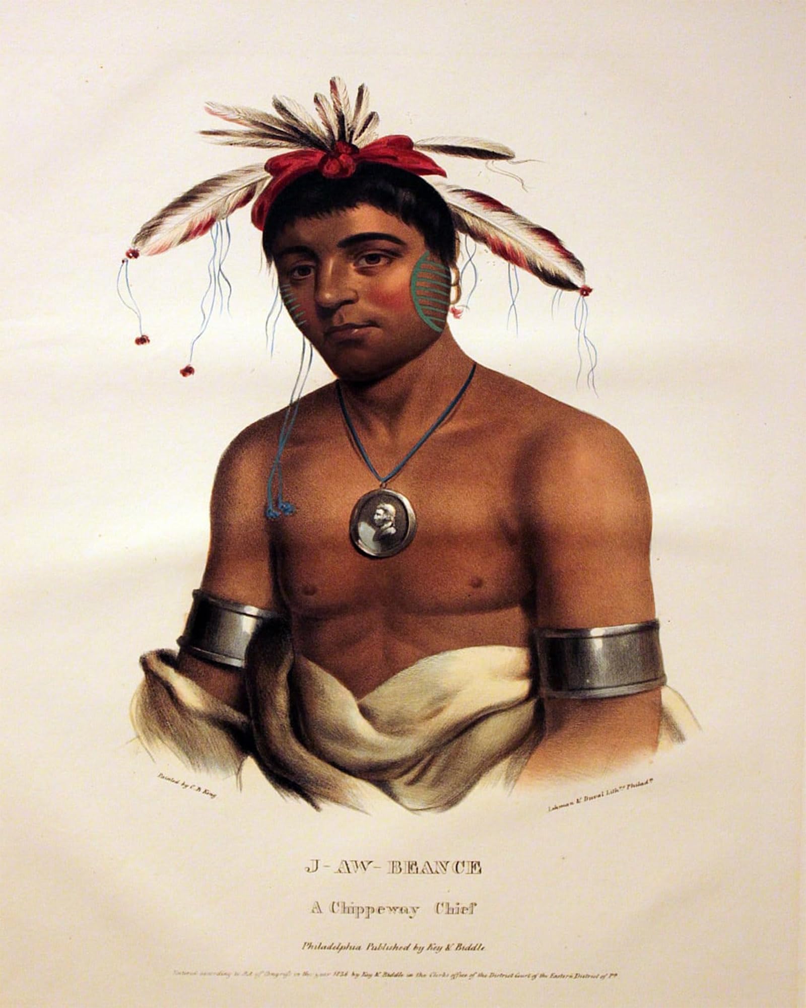 SERENDIPITP Vintage Wall Art Canvas Nordic Poster Canvas Print Picture Chippeway Chief J Aw Beance by George Catlin Wall Art Poster for Home Decor 60x90cm