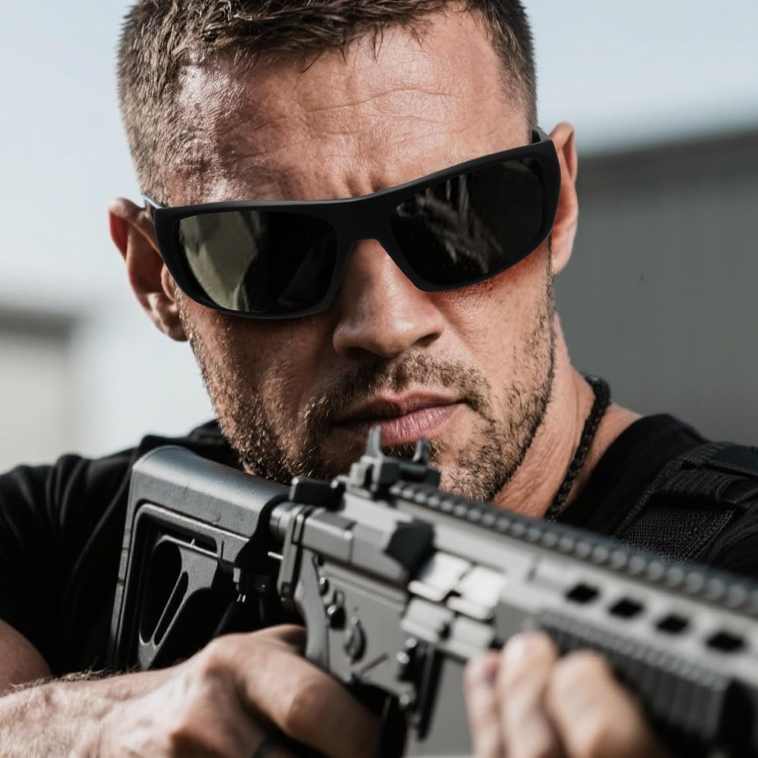 MAXJULI XL Z87 Sports Sunglasses for Big Heads Men Women TR90 Ultralight UV400 Protection Glasses 8700 (Black/Super Dark) - Image 4