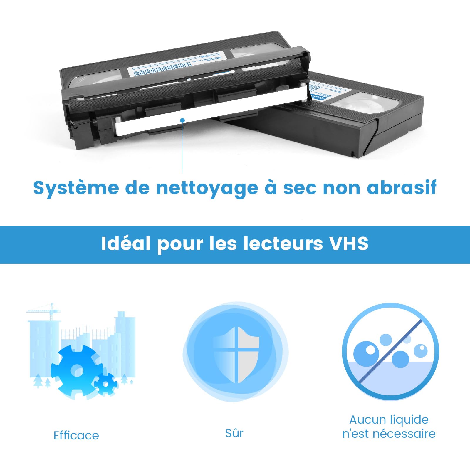 Nettoyeur De Têtes VHS Reshow - K7 Nettoyante à Sec Pour Magnétoscope