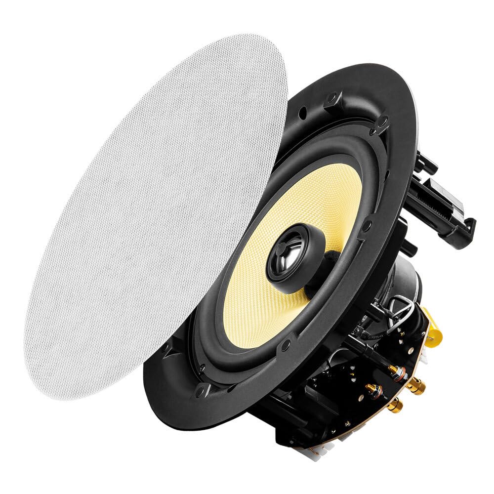 OSD Audio 8" in Ceiling Speaker Pair 120W, Trimless Magnetic Grille, Pivoting Tweeter, Paintable Grille ACE850