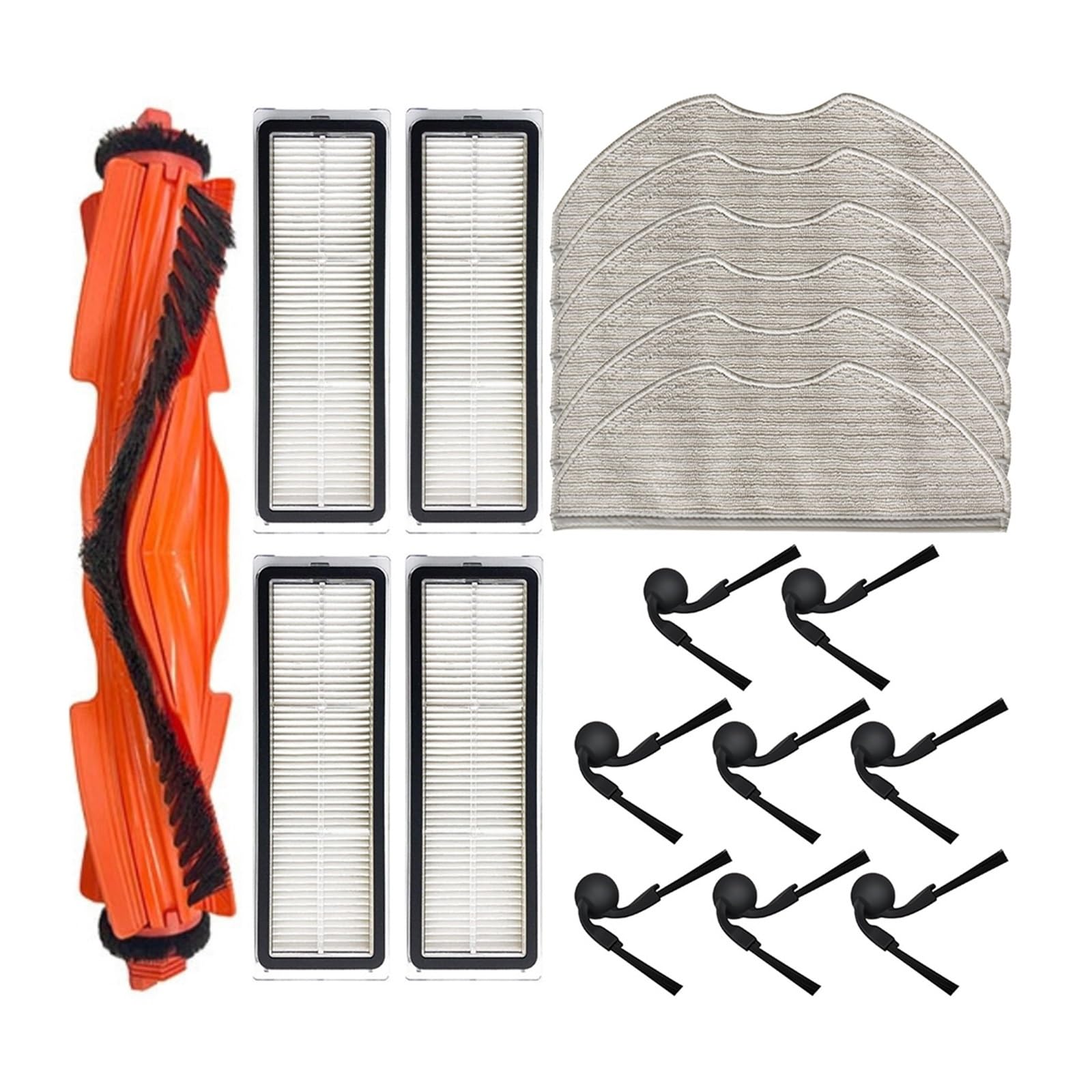 EEZII Vacuum Cleaner Main Brush Side Filter Mop Cloth Set, Compatible For Xiaomi, S40 OV81 OV81 Main Side Brush Filter Mop Cloth Kit(B)