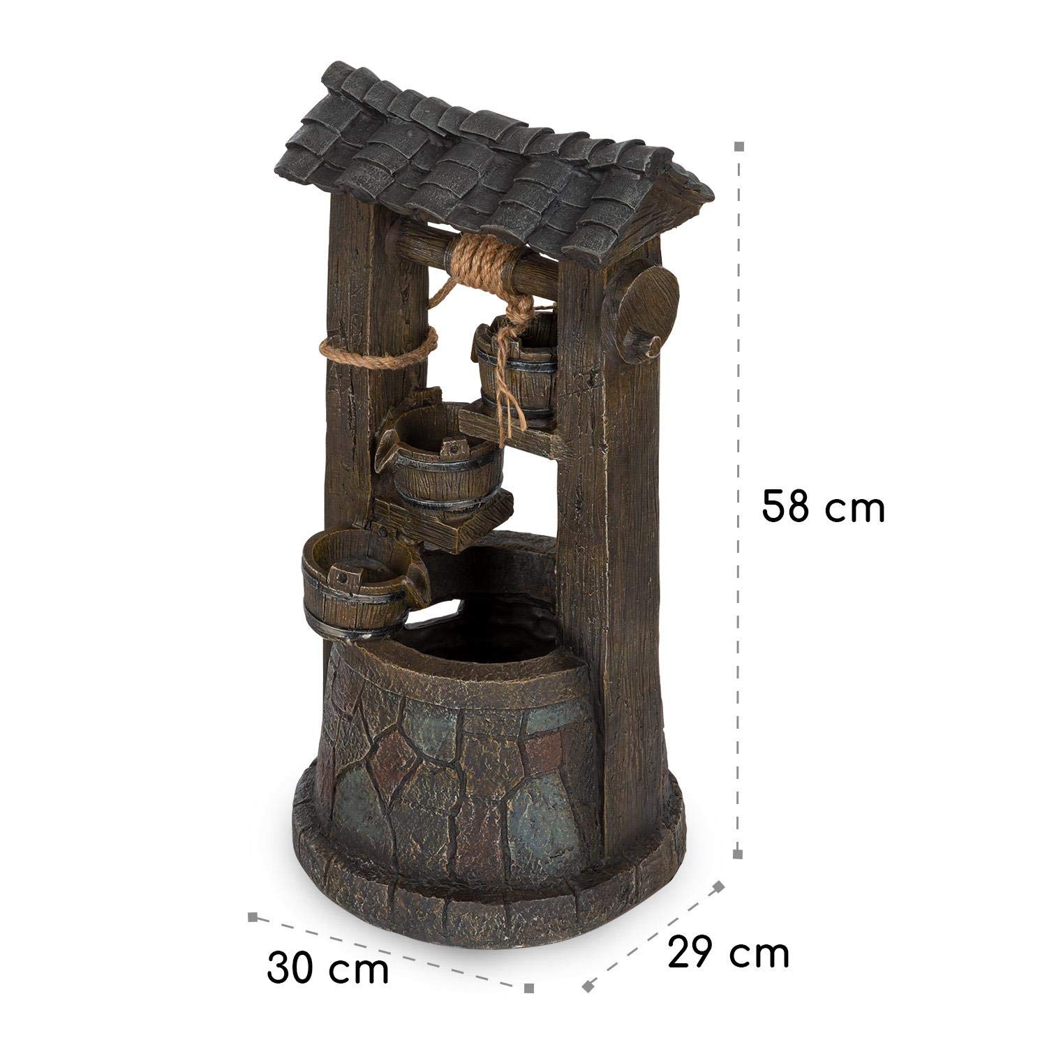 blumfeldt Speyer Kaskadenbrunnen Solarbrunnen Gartenbrunnen Zierbrunnen,Solarbetrieb,4 Kaskadenstufen,Indoor & Outdoor,Solarpanel: 9 V / 2,8 W / 17,5 x 14 cm,frostbeständig